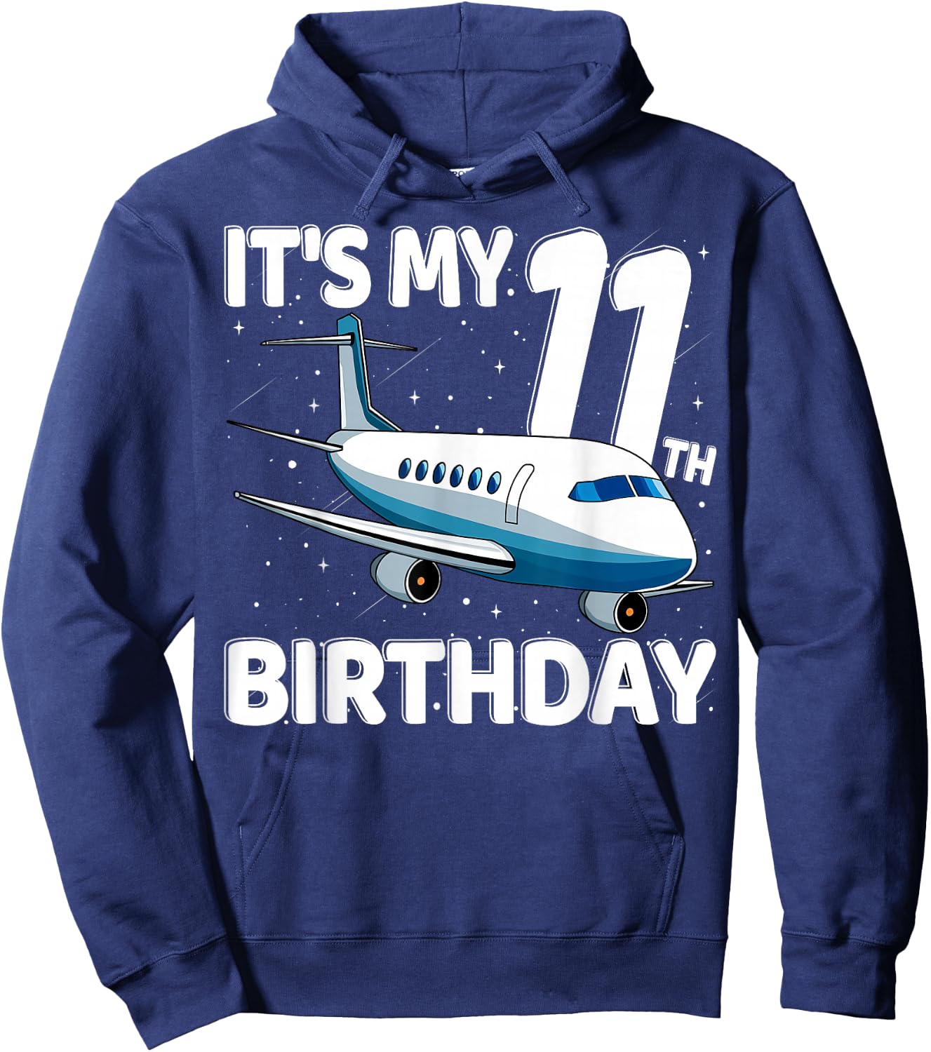 It's My 11th Birthday Airplane 11 year old Birthday Boy Girl Hoodie - Hoodie | Navy