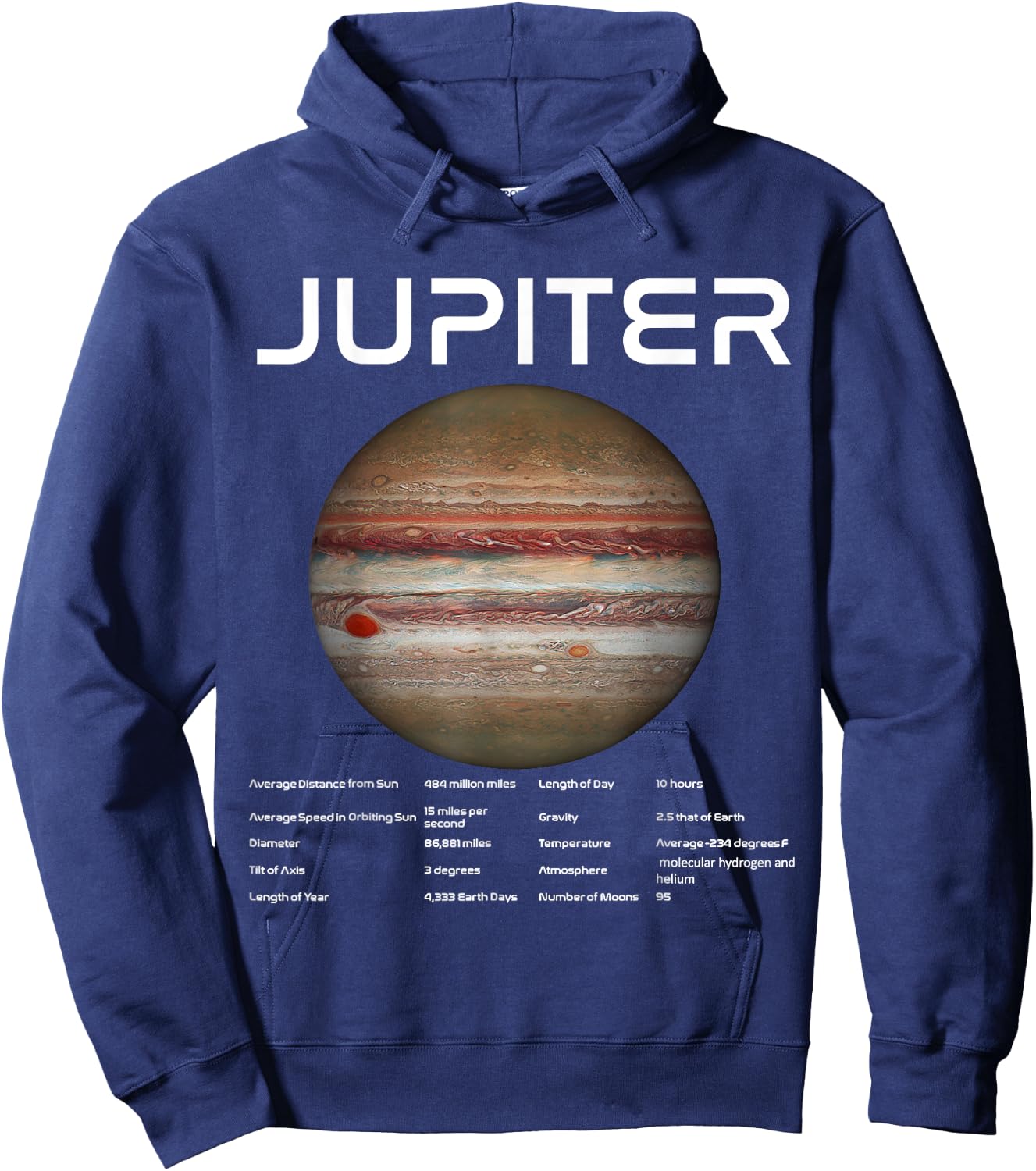 Nerdy Jupiter Astronomy Science Planets Solar System Facts W Hoodie - Hoodie | Navy