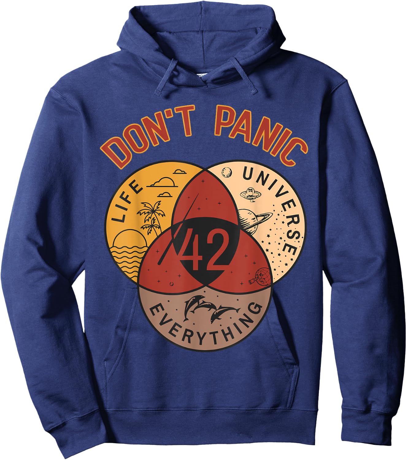 42 Answer to Life The Universe And Everything Don't Panic Hoodie - Hoodie | Navy