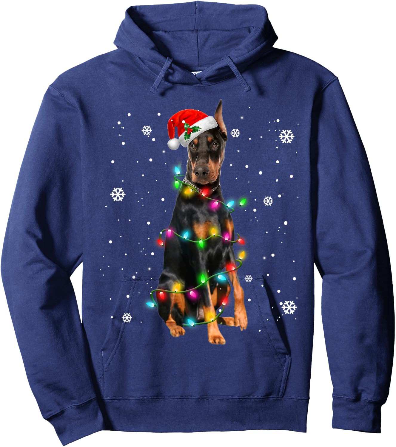 Doberman Pinscher Dogs Tree Christmas Sweater Xmas Pet Dog Hoodie - Hoodie | Navy