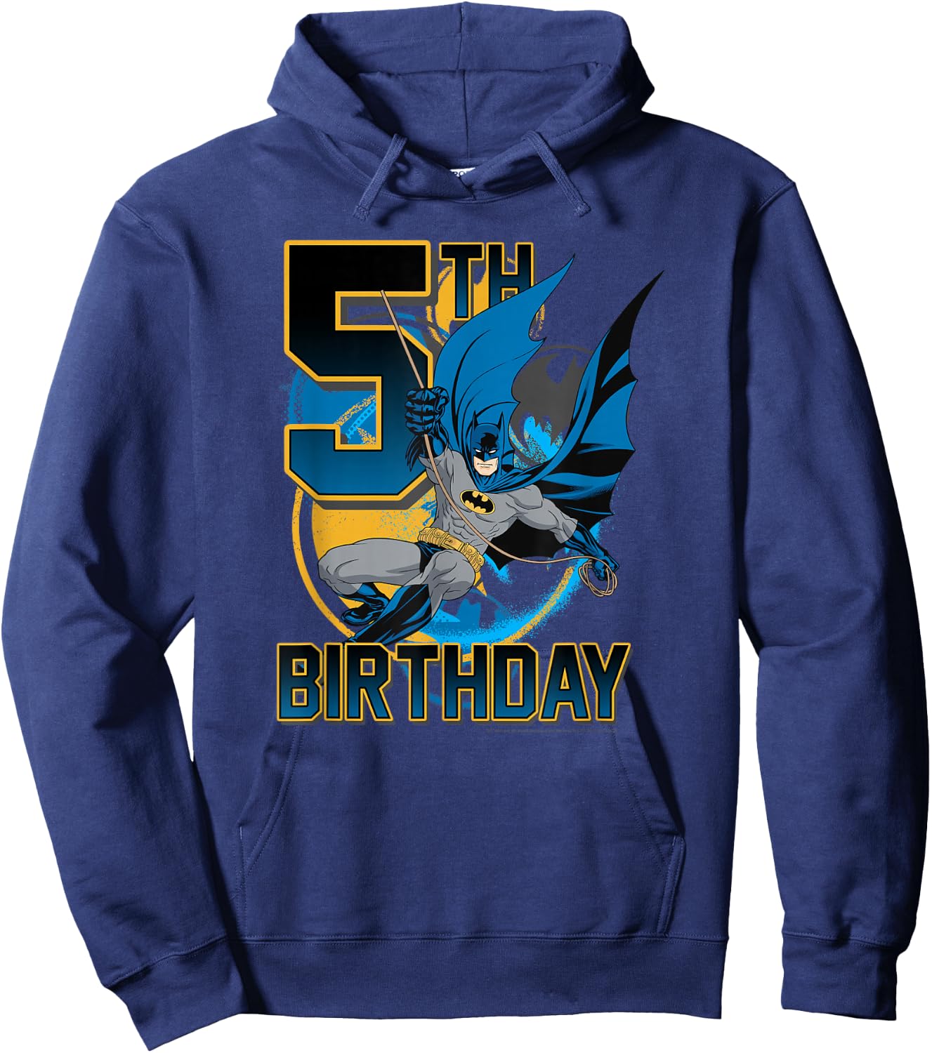 DC Comics Batman 5th Birthday Bat Swing Action Poster Hoodie - Hoodie | Navy