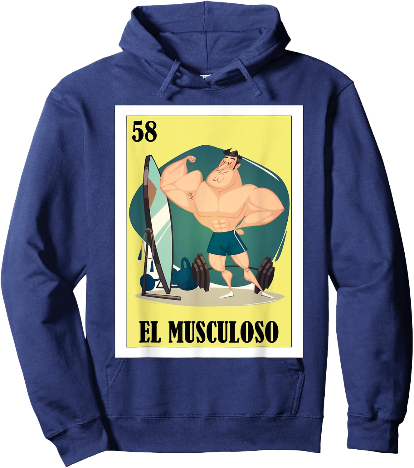 Funny Mexican Design for Fit Guys - El Musculoso Hoodie - Hoodie | Navy