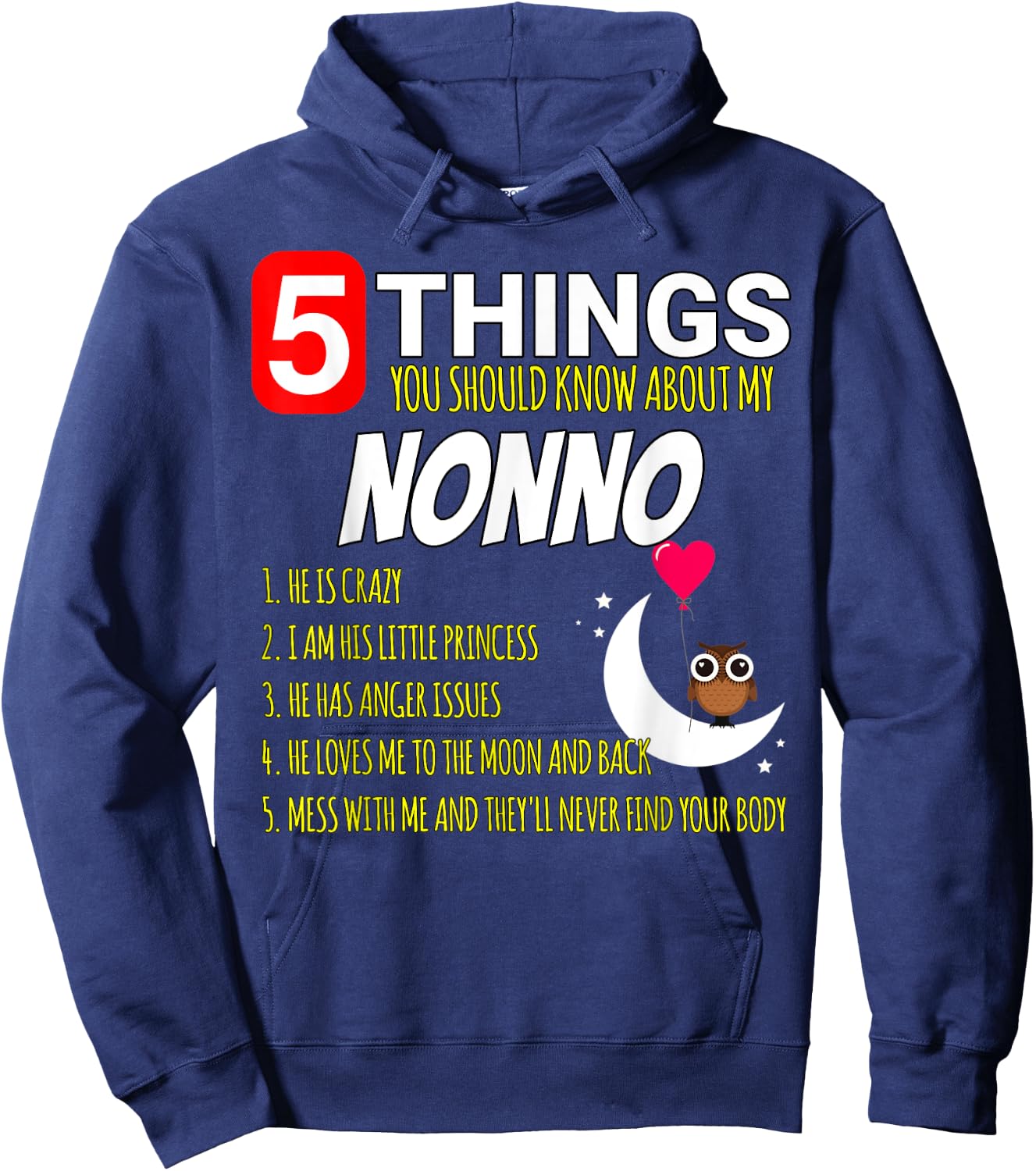 Nonno Proud funny 5 Things you should know about my Grandpa Hoodie - Hoodie | Navy