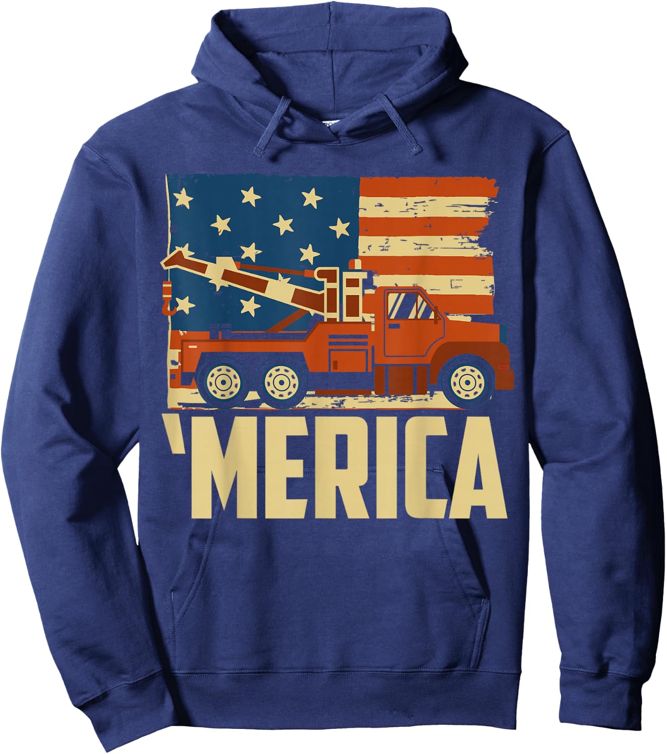 Tow Truck Driver American flag 'Merica Hoodie - Hoodie | Navy
