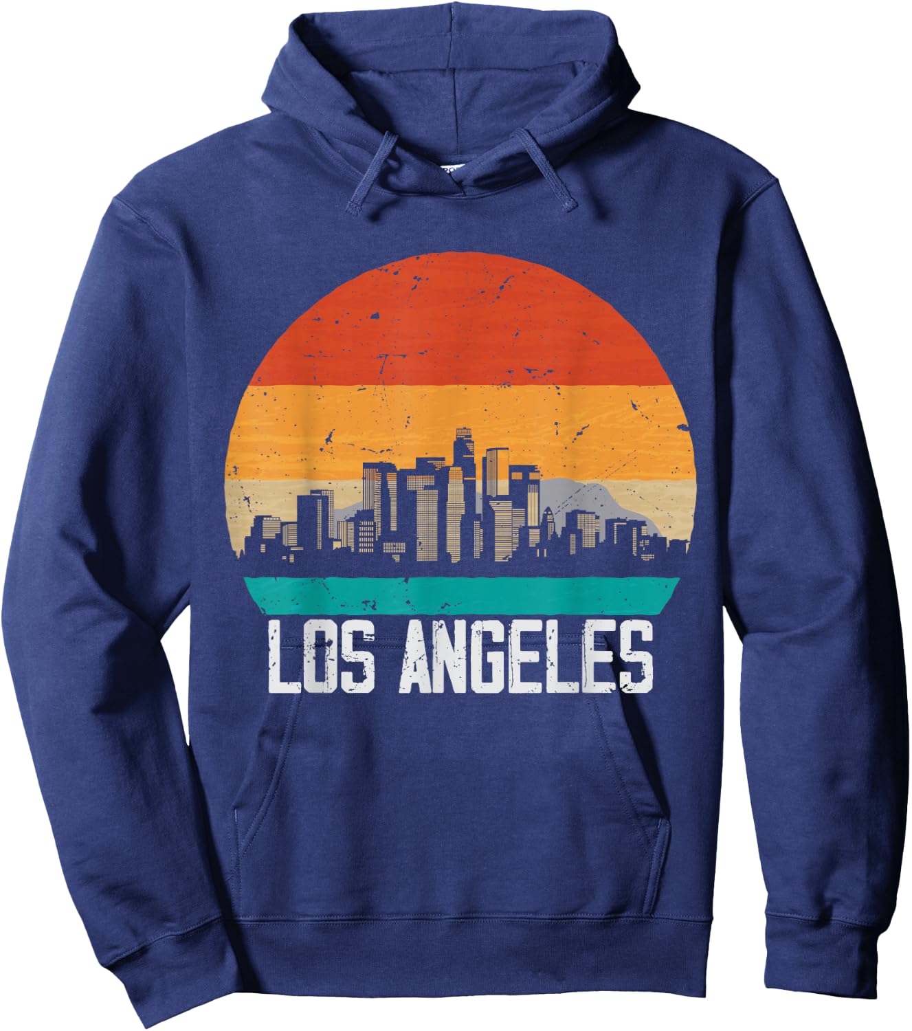 Los Angeles USA Retro Vintage Sunset Skyline Los Angeles Hoodie - Hoodie | Navy