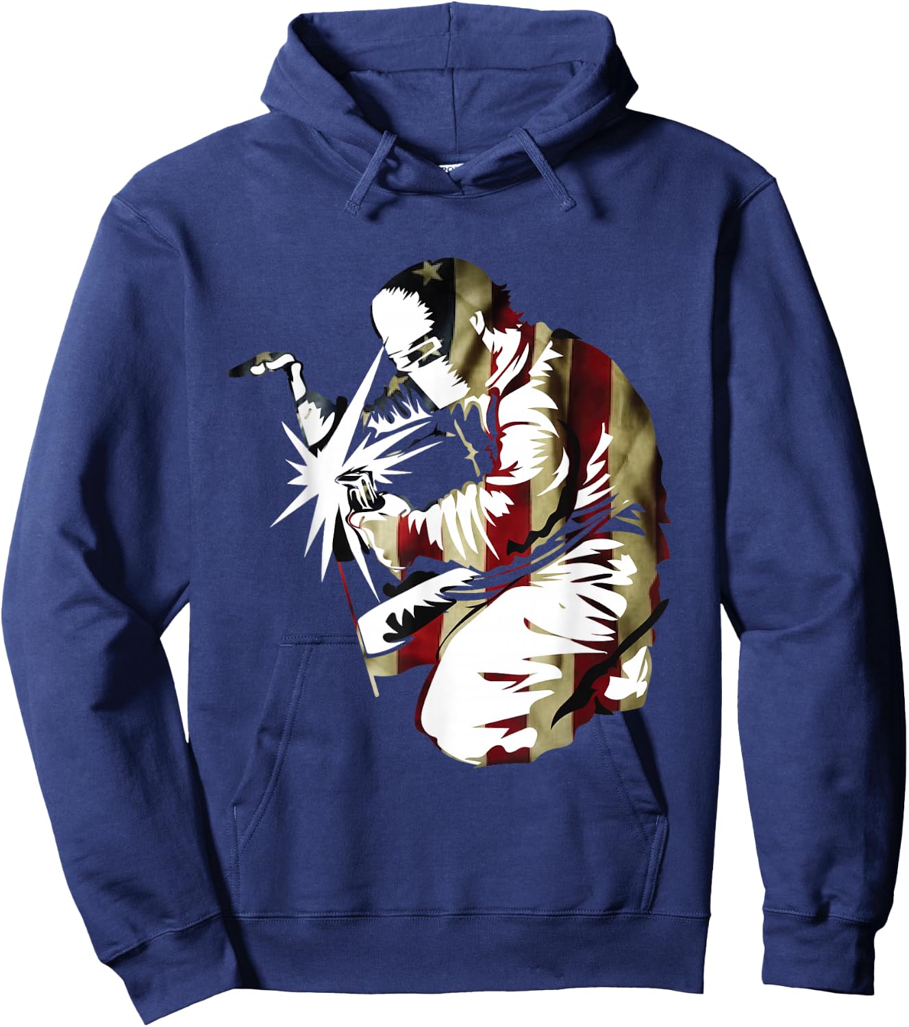 Patriotic American Welder with US Men Welding Hoodie - Hoodie | Navy
