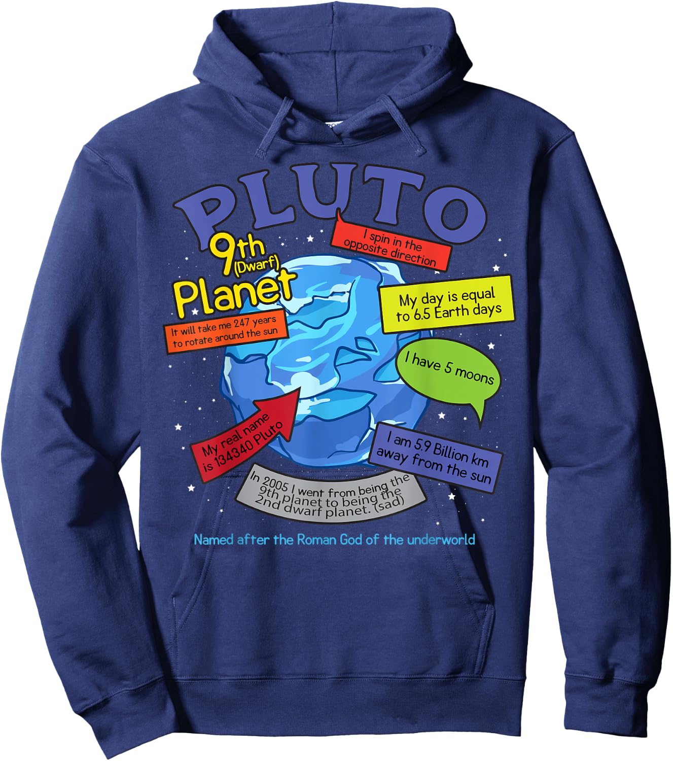 Teaching, learning, about space - Pluto, planets Hoodie - Hoodie | Navy