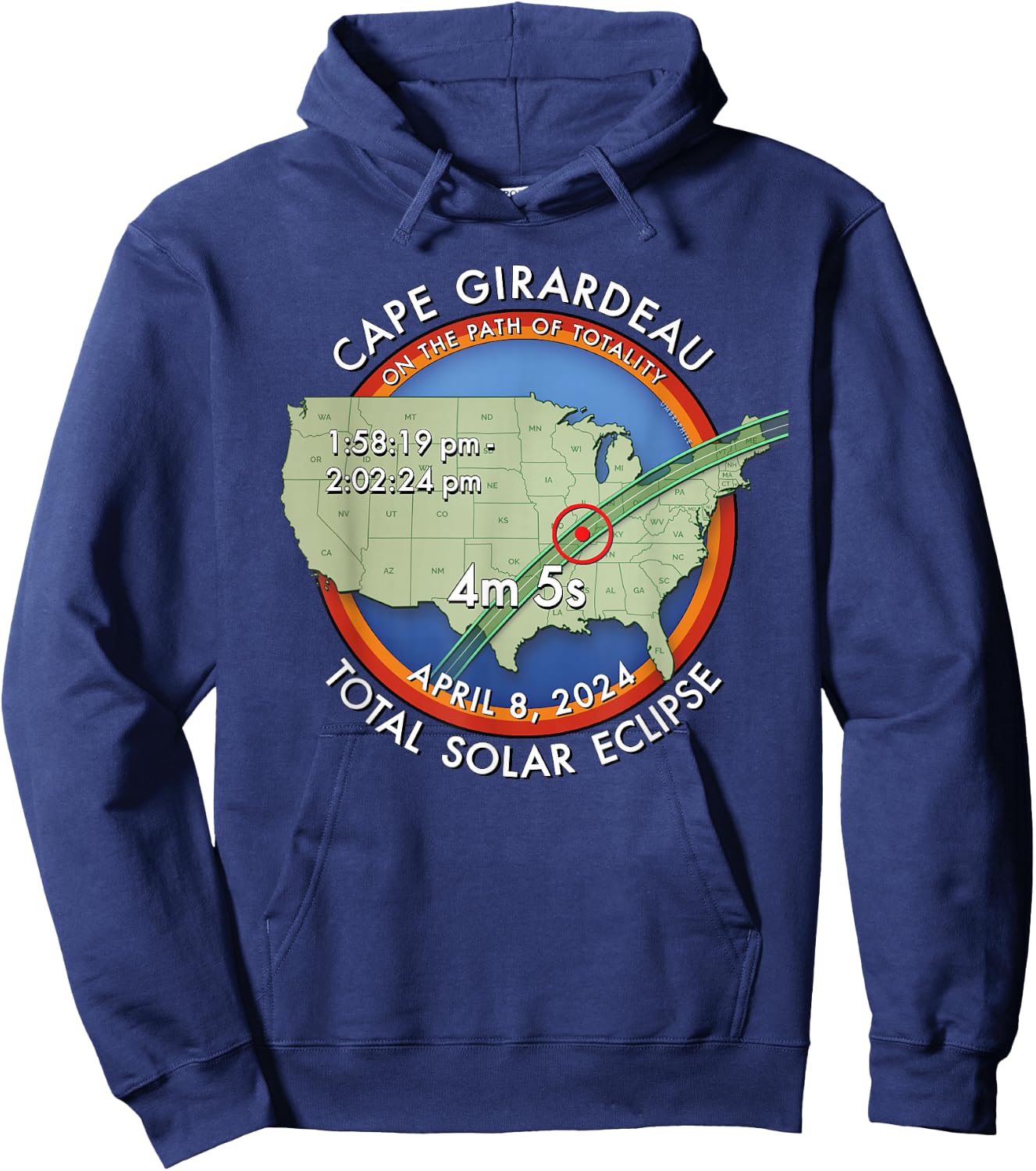 2024 Total Solar Eclipse in Cape Girardeau Missouri :: 27 : Hoodie - Hoodie | Navy