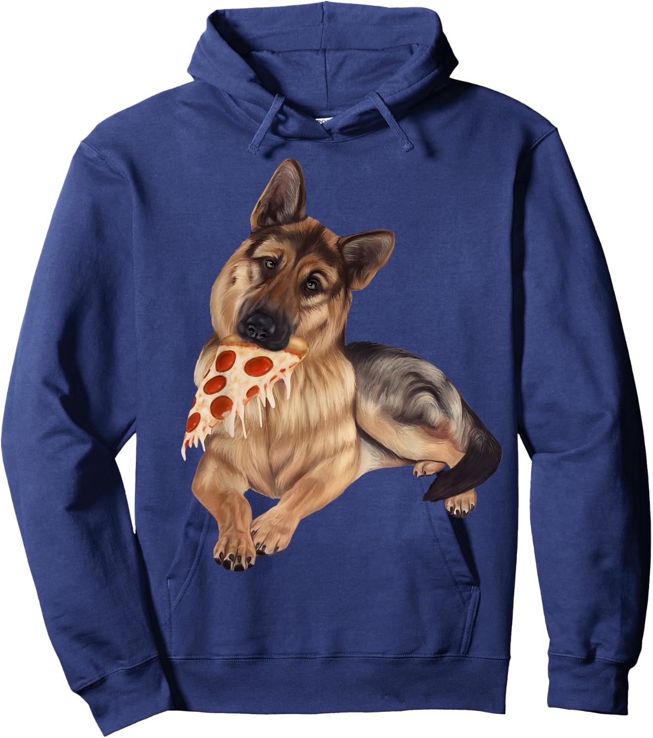 German Shepherd eating pizza - dog with a pizza slice shirt Hoodie - Hoodie | Navy