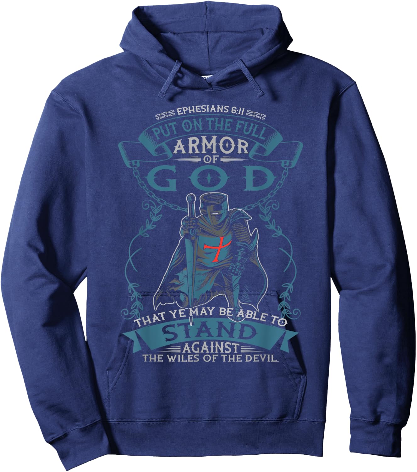 Ephesians Full Armor of God Christian Bible Verse Religious Hoodie - Hoodie | Navy