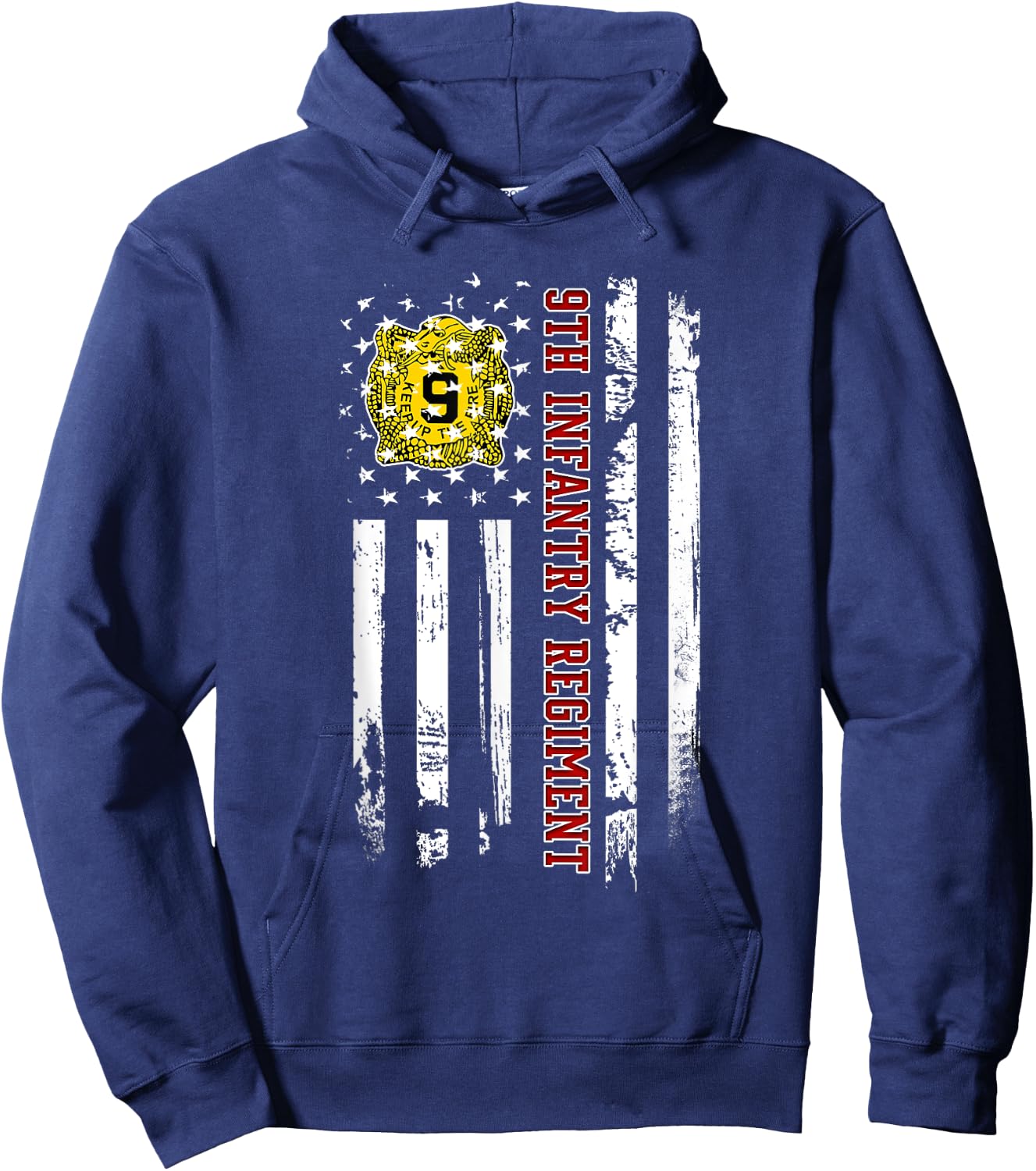 9th Infantry Regiment Veteran USA Flag Veterans Day Xmas Hoodie - Hoodie | Navy