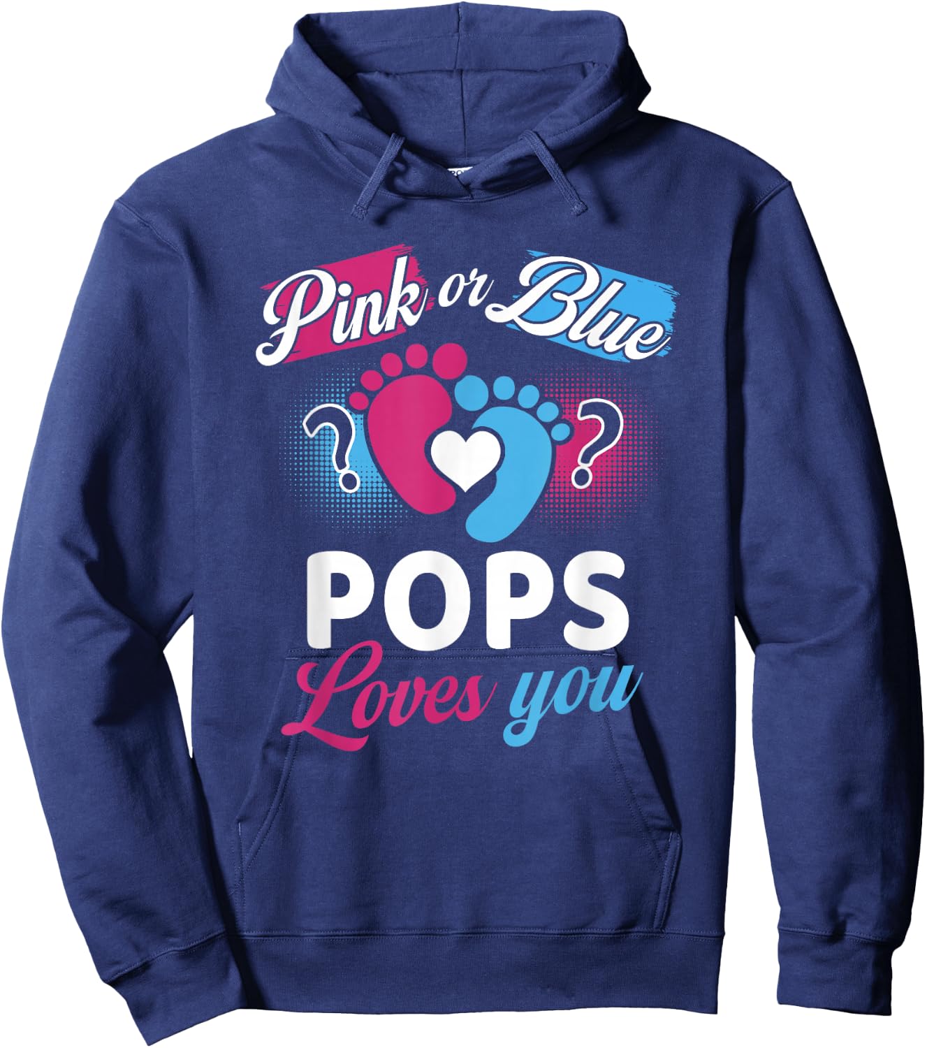 Pink Or Blue Pops Loves You Baby Gender Reveal Party Hoodie - Hoodie | Navy