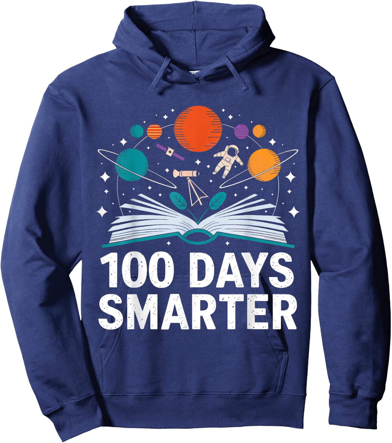 100 Days Smarter Astronaut Space 100th Day of School Kid Boy Hoodie - Hoodie | Navy