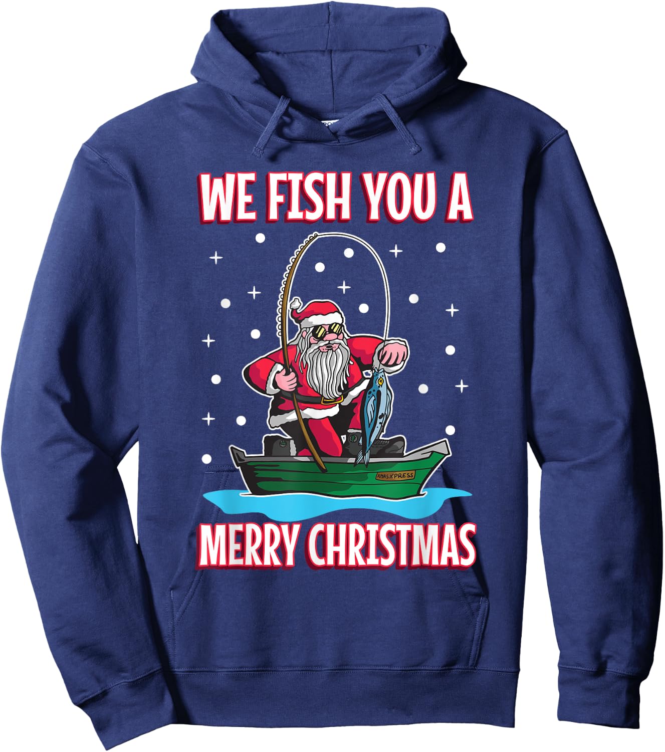 Christmas costume fisherman fishing funny cool Santa Claus Hoodie - Hoodie | Navy