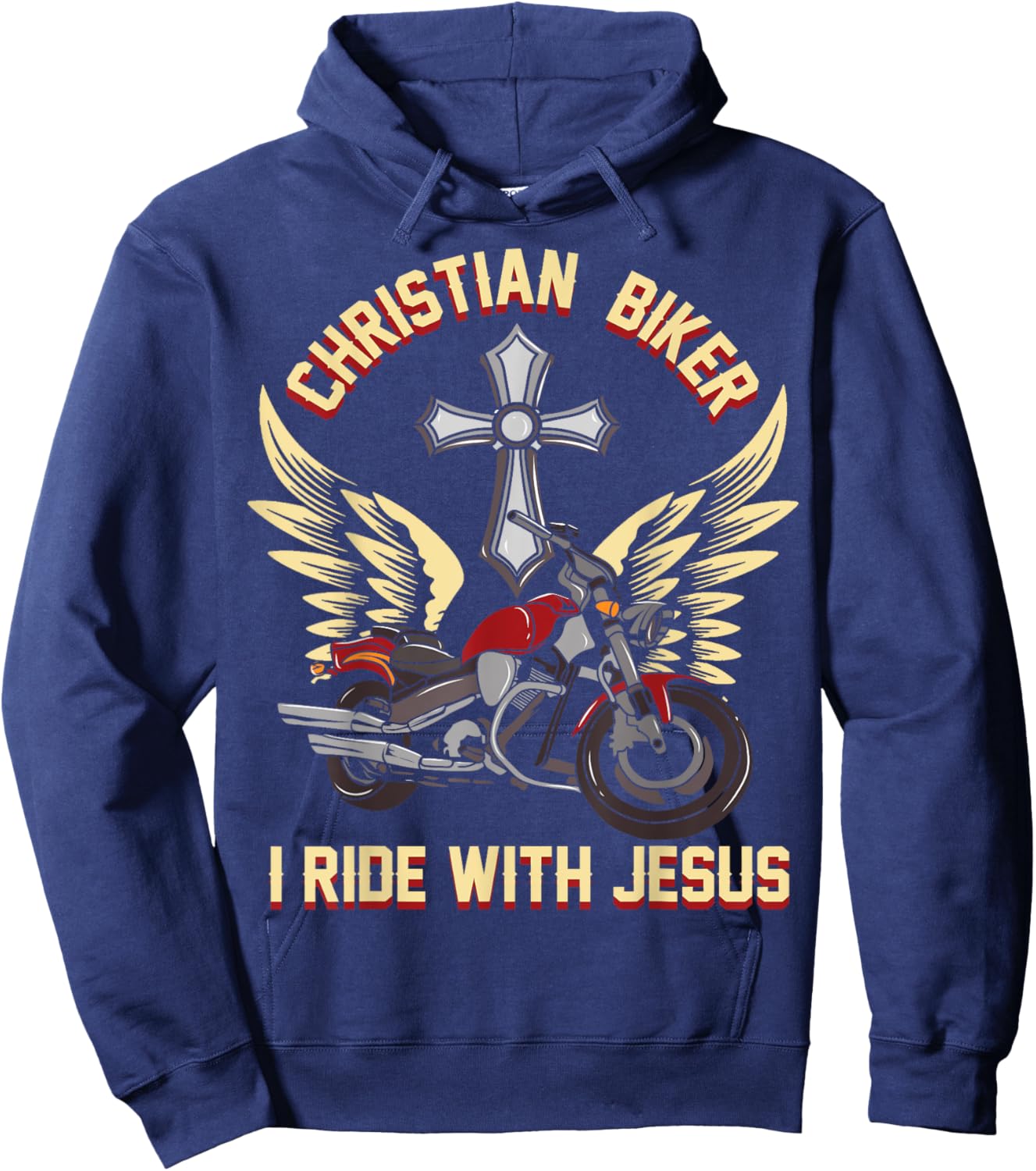 I Ride With Jesus I Christian Cross Biker I Motorcycle Hoodie - Hoodie | Navy