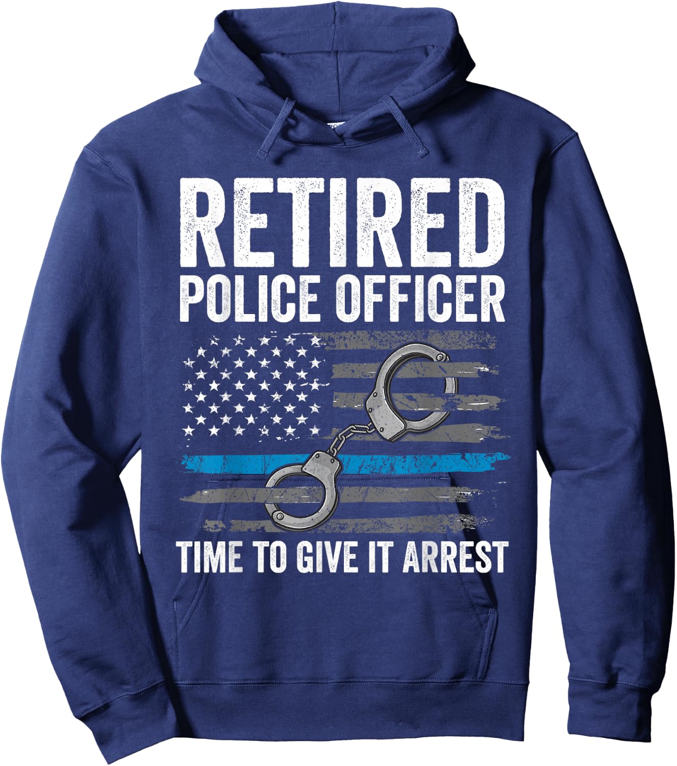 Retired Police Officer Shirt Blue Thin Line Flag Retirement Hoodie - Hoodie | Navy