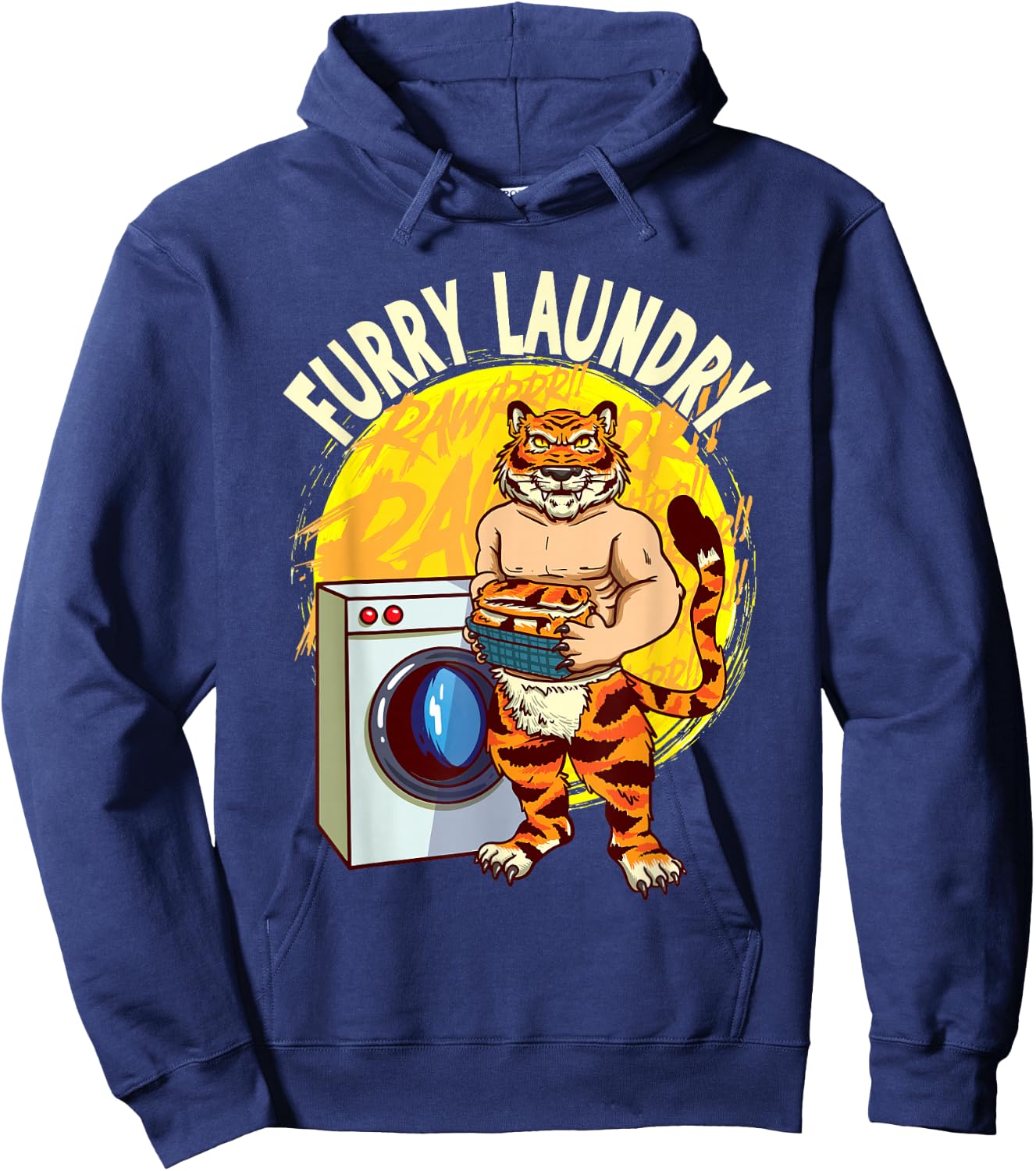 Furry Laundry Funny Design for Furries with Tiger Fursuit Hoodie - Hoodie | Navy