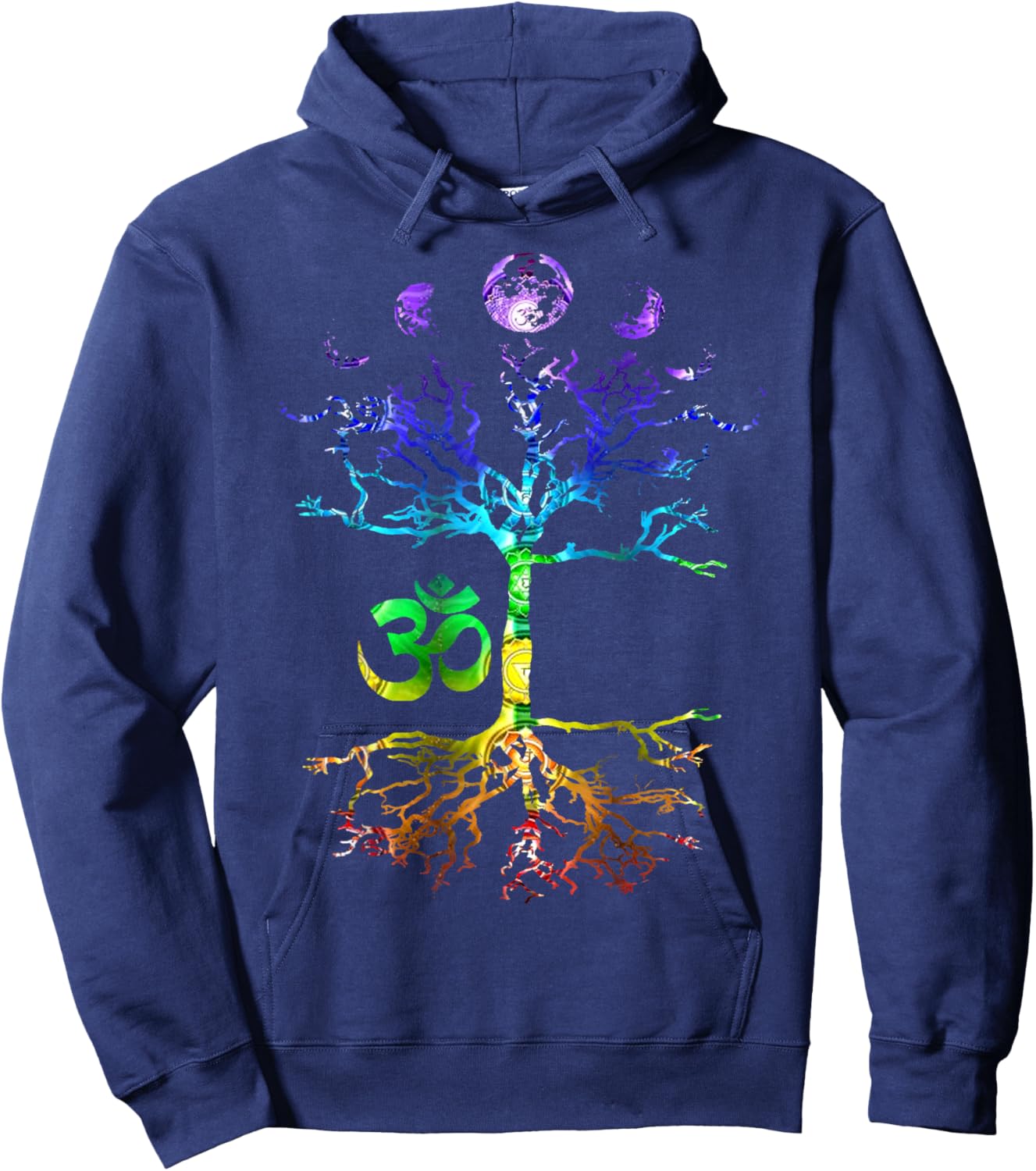 Phases of the Moon Tree of Life Om Chakra Gift Hoodie - Hoodie | Navy