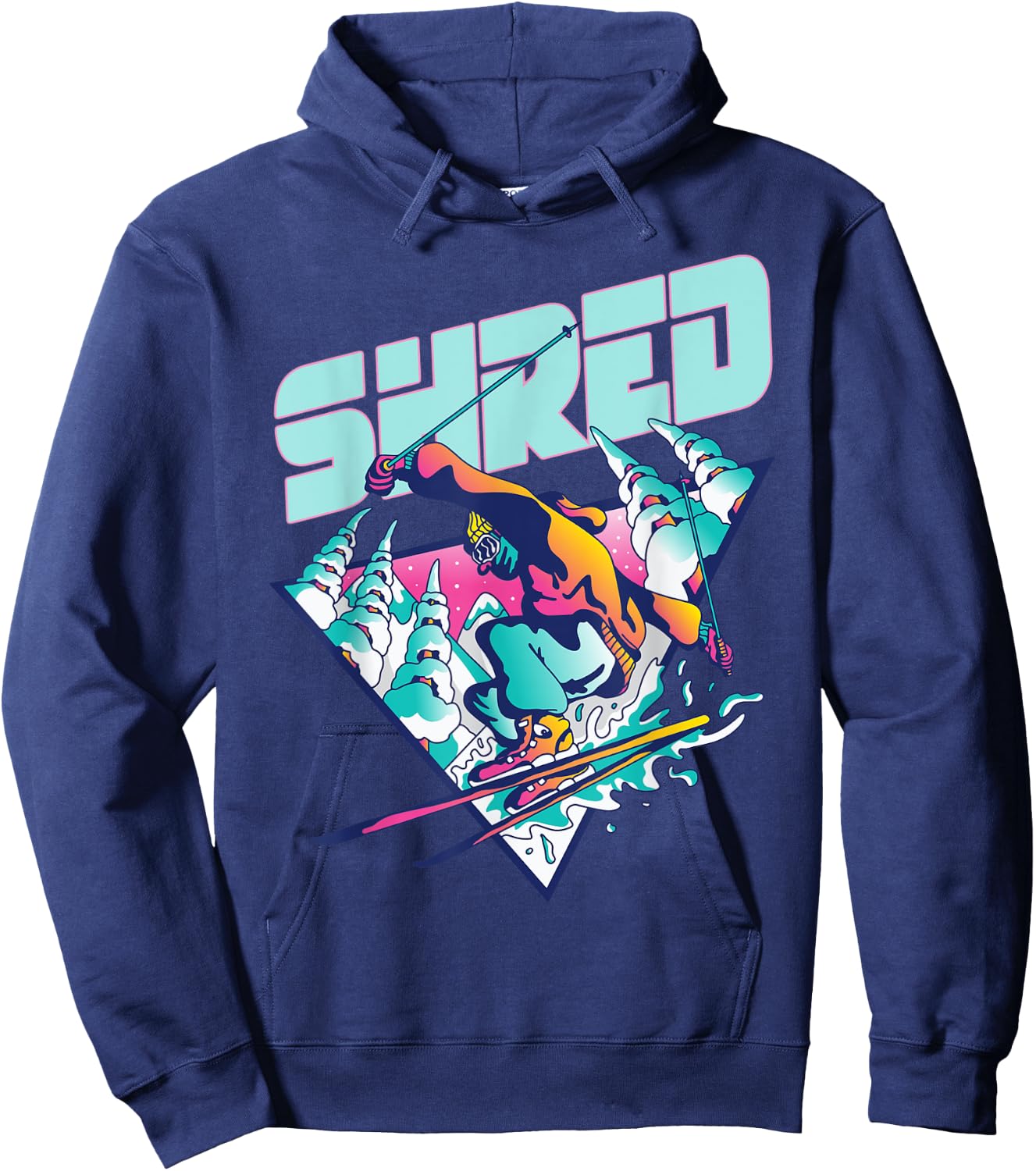 Shred Shirt Vintage Freestyle Ski 80s Costume Retro Skiing Hoodie - Hoodie | Navy
