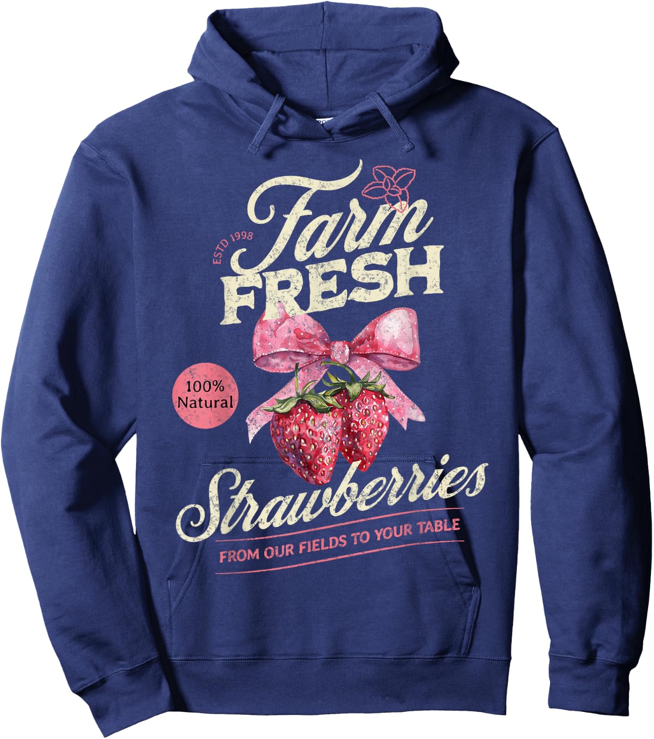 Farm Fresh Organic Strawberries Farmer's Market Homegrown Hoodie - Hoodie | Navy