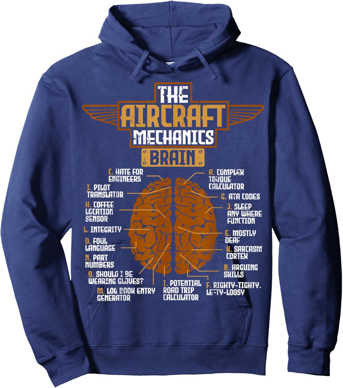 Aircraft Mechanics Brain Aviation Hoodie - Hoodie | Navy