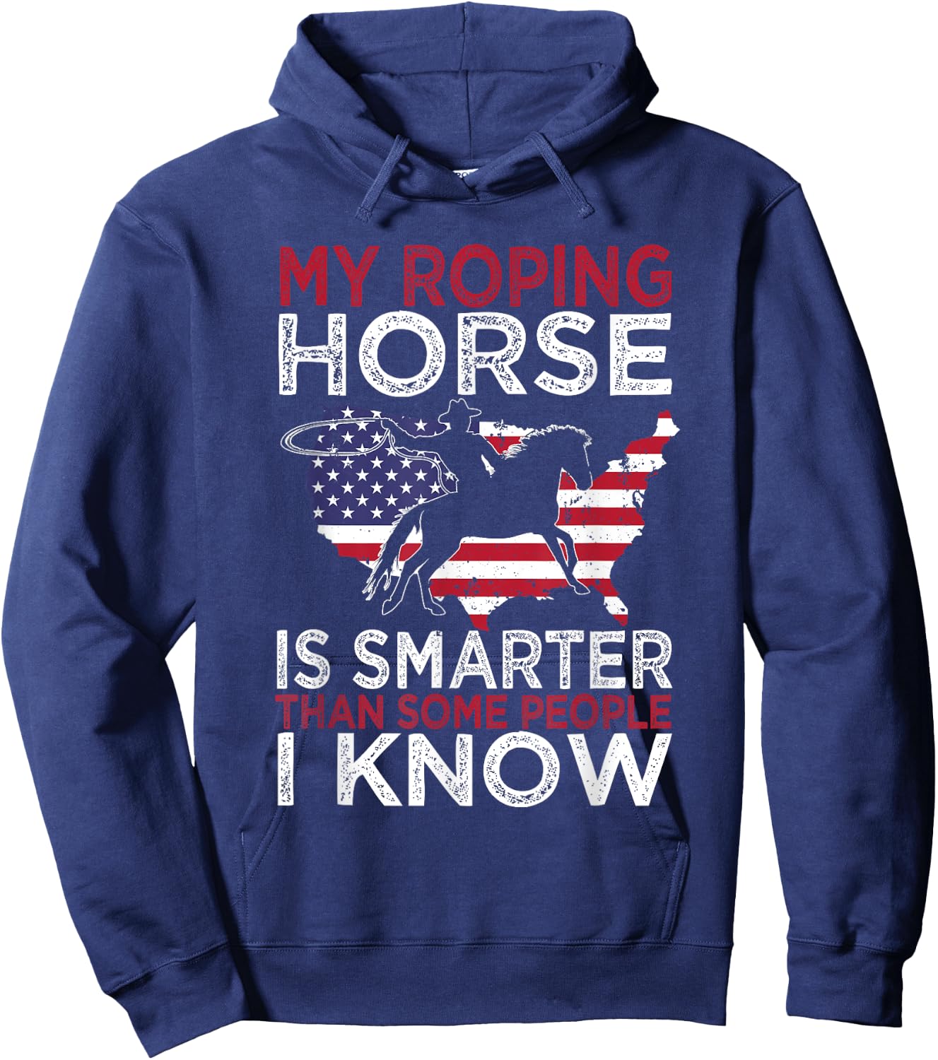 Team Roping Funny Rodeo Cowboy Cowgirl Horse Riding Roper Hoodie - Hoodie | Navy