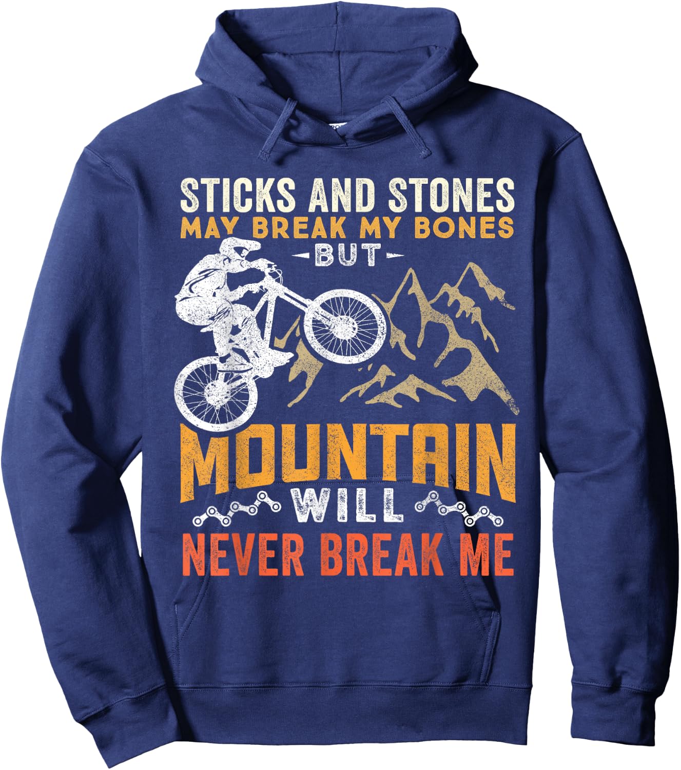 MTB Downhill Biking Mountain Will Never Break Me Hoodie - Hoodie | Navy