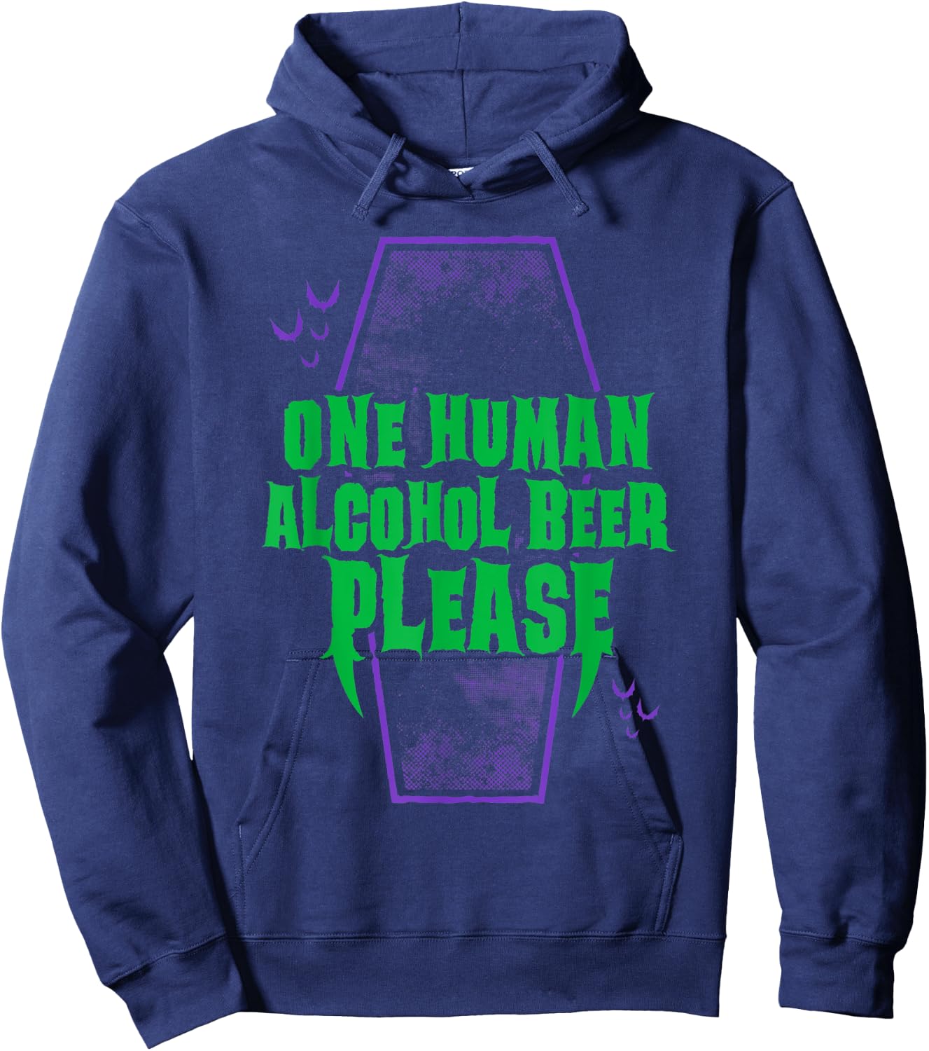 One Human Alcohol Beer - Funny Goth Vampire - Distressed Hoodie - Hoodie | Navy