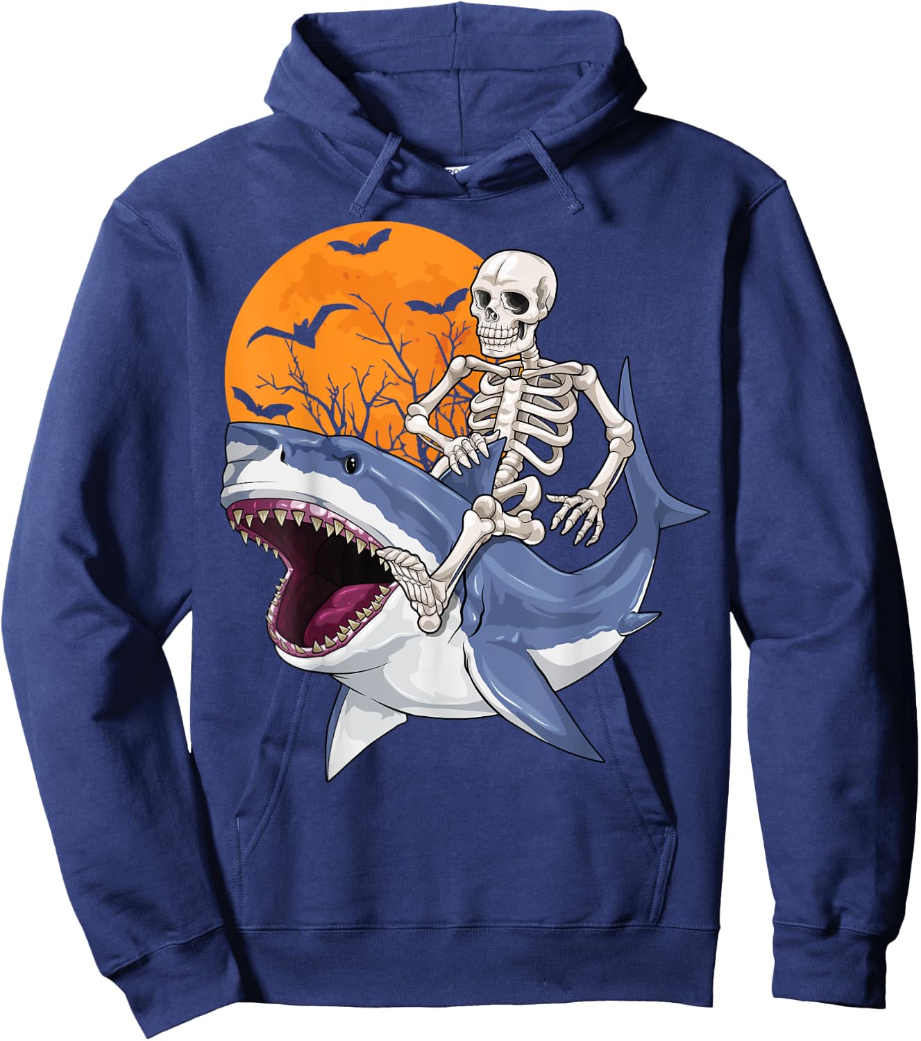 Skeleton Riding Shark Funny Halloween Costume Boys Kids Hoodie - Hoodie | Navy