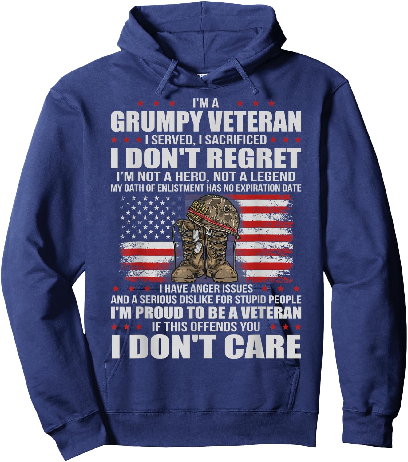 I'm A Grumpy Veteran Grandpa Patriotic Retired US Military Hoodie - Hoodie | Navy