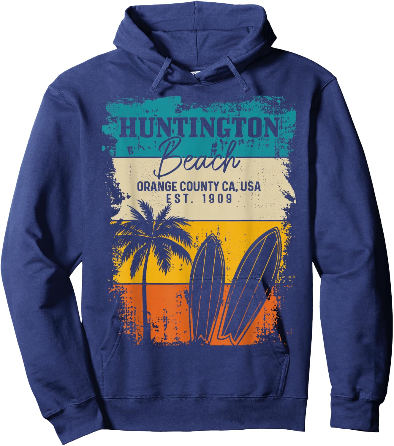 Huntington Beach Surfing Vintage Orange County California Hoodie - Hoodie | Navy
