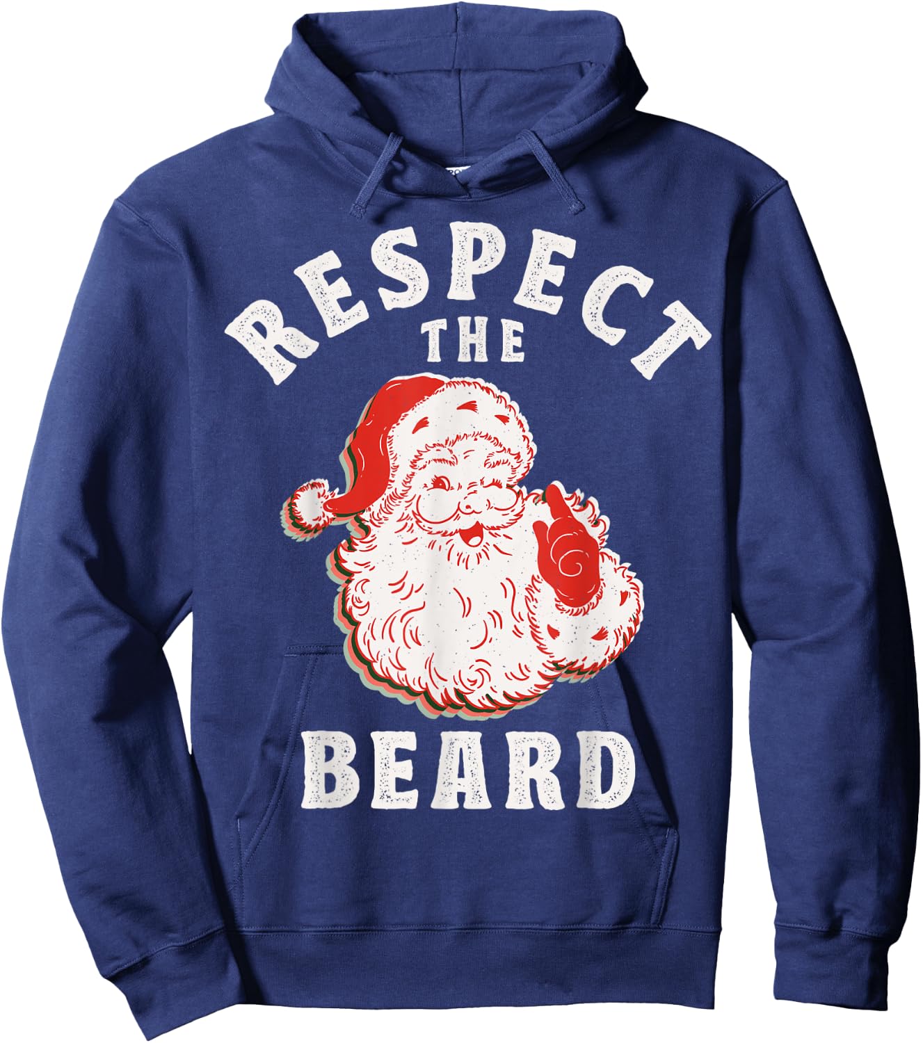 Respect the Beard Jolly Man with Beard for me Santa Vintage Hoodie - Hoodie | Navy