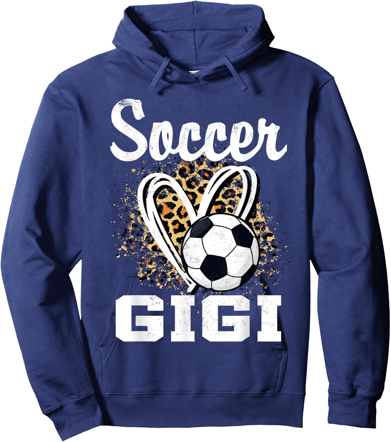 Soccer Gigi Leopard Heart Grandma Hoodie - Hoodie | Navy