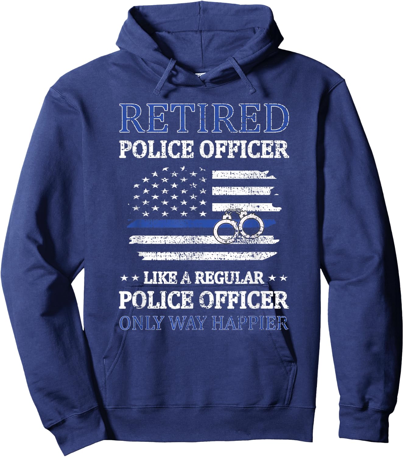 Retired Police Officer Policeman Blue Line Flag Cop Hoodie - Hoodie | Navy
