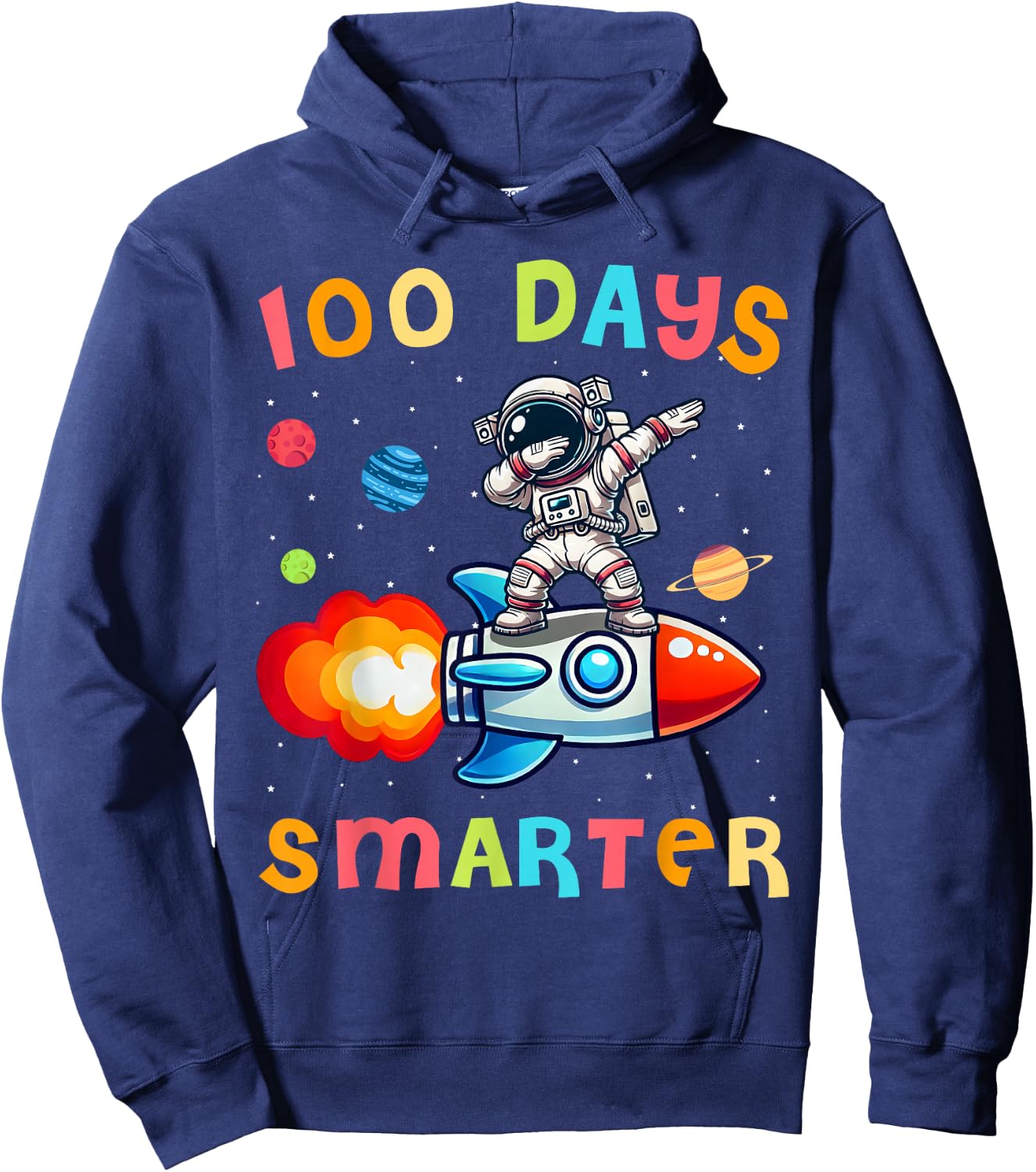 100 Days Smarter Space Astronaut 100th Day of School Kids Hoodie - Hoodie | Navy