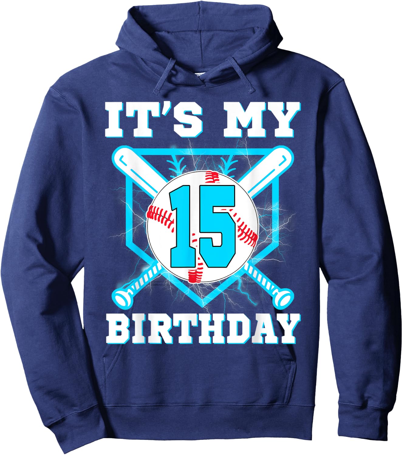 It's My 15th Birthday 15 Year Old Birthday Baseball Player Hoodie - Hoodie | Navy