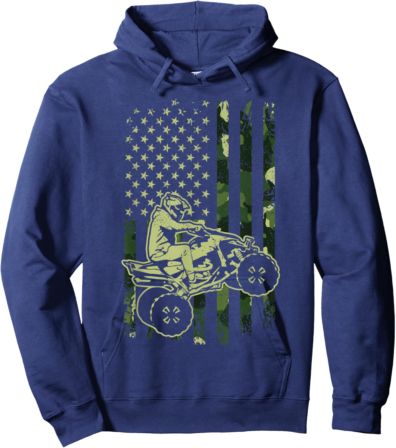 Camouflage American Flag Four Wheeler ATV Mudding Quad Bike Hoodie - Hoodie | Navy