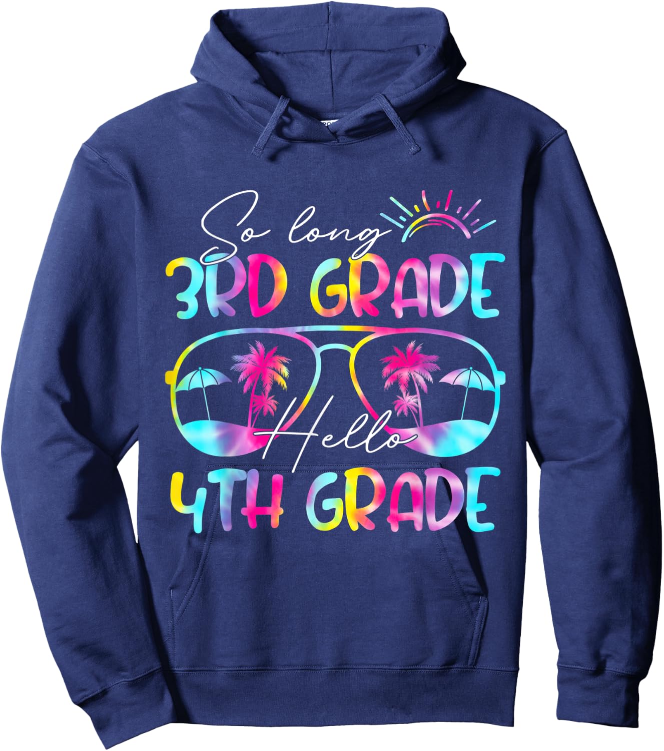 Tie Dye So Long 3rd Grade Hello 4th Grade Teacher Kids Hoodie - Hoodie | Navy