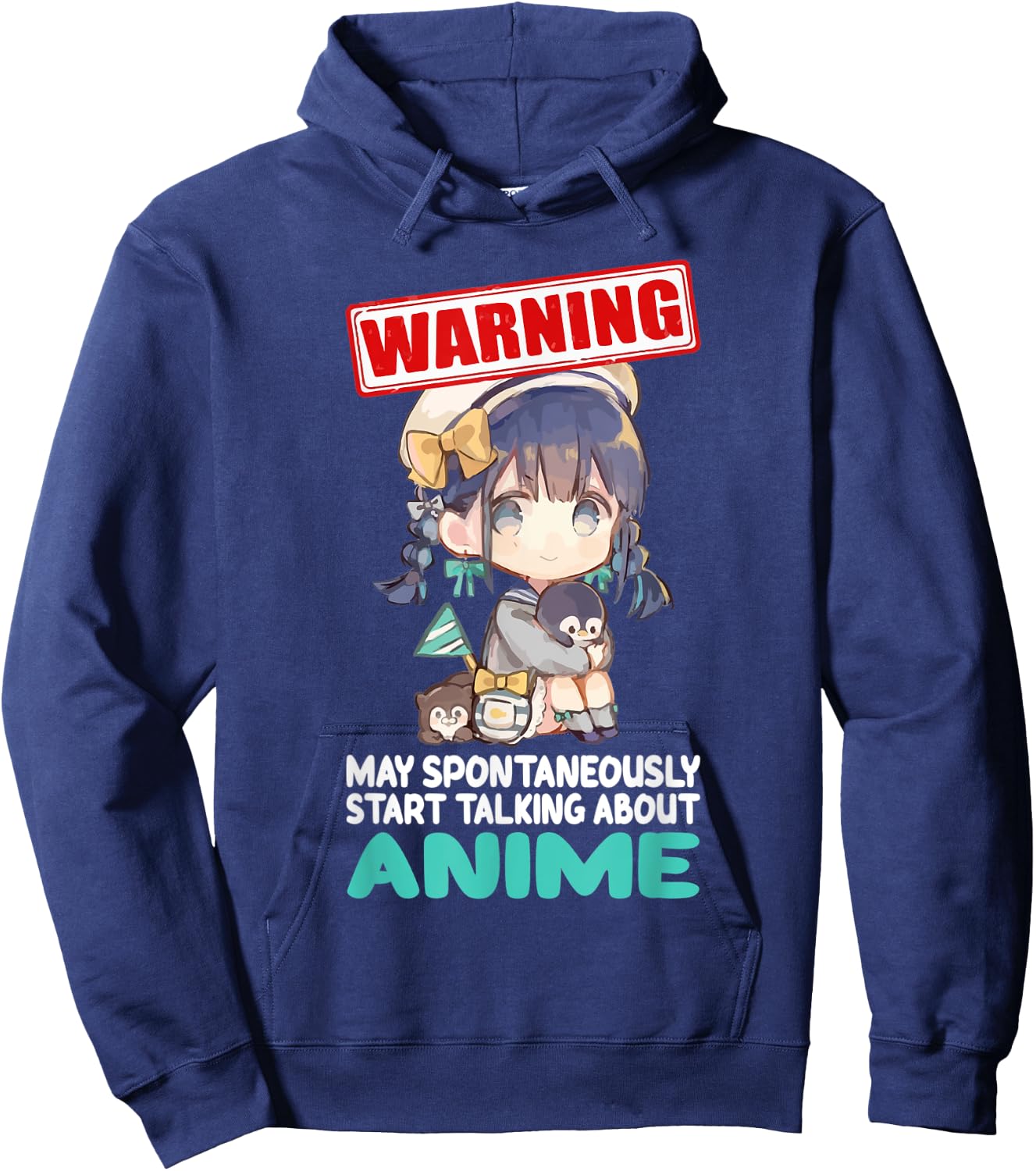 Warning May Spontaneously Start Talking About Anime Funny Hoodie - Hoodie | Navy