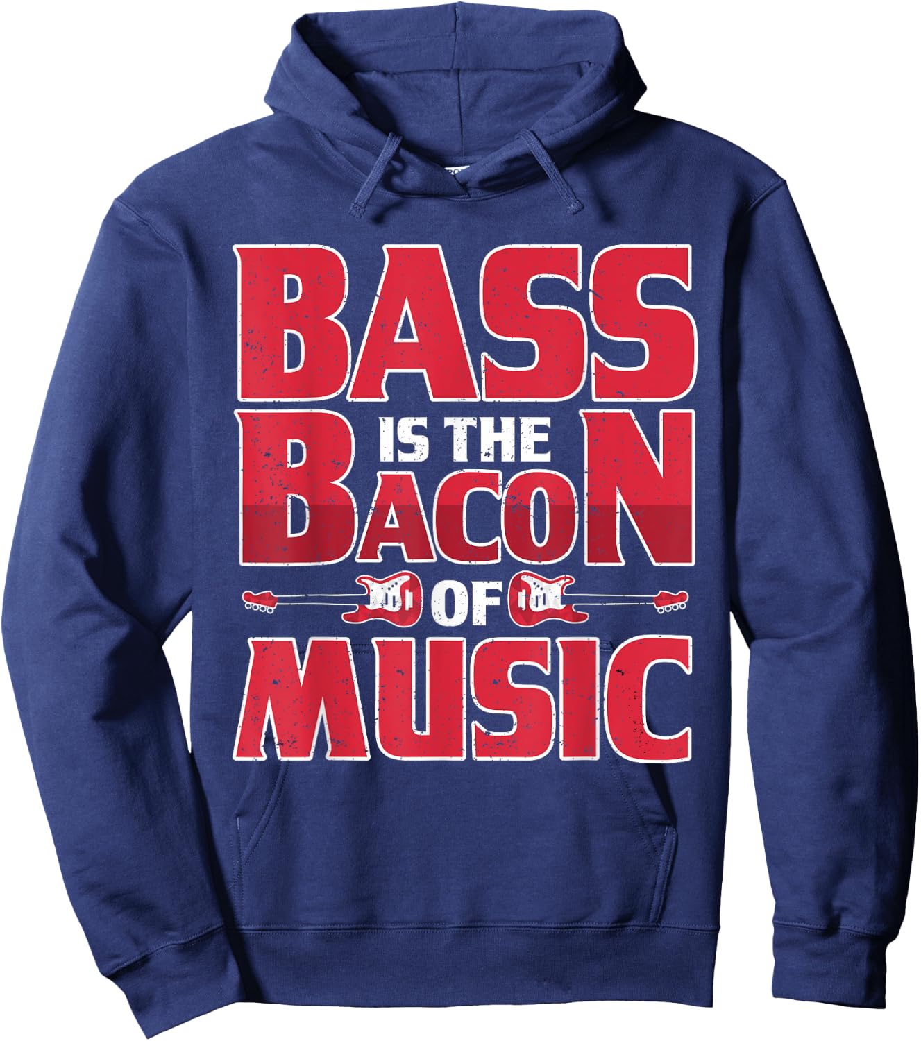 Vintage Bass Is The Bacon Of Music Retro Bass Guitar Hoodie - Hoodie | Navy