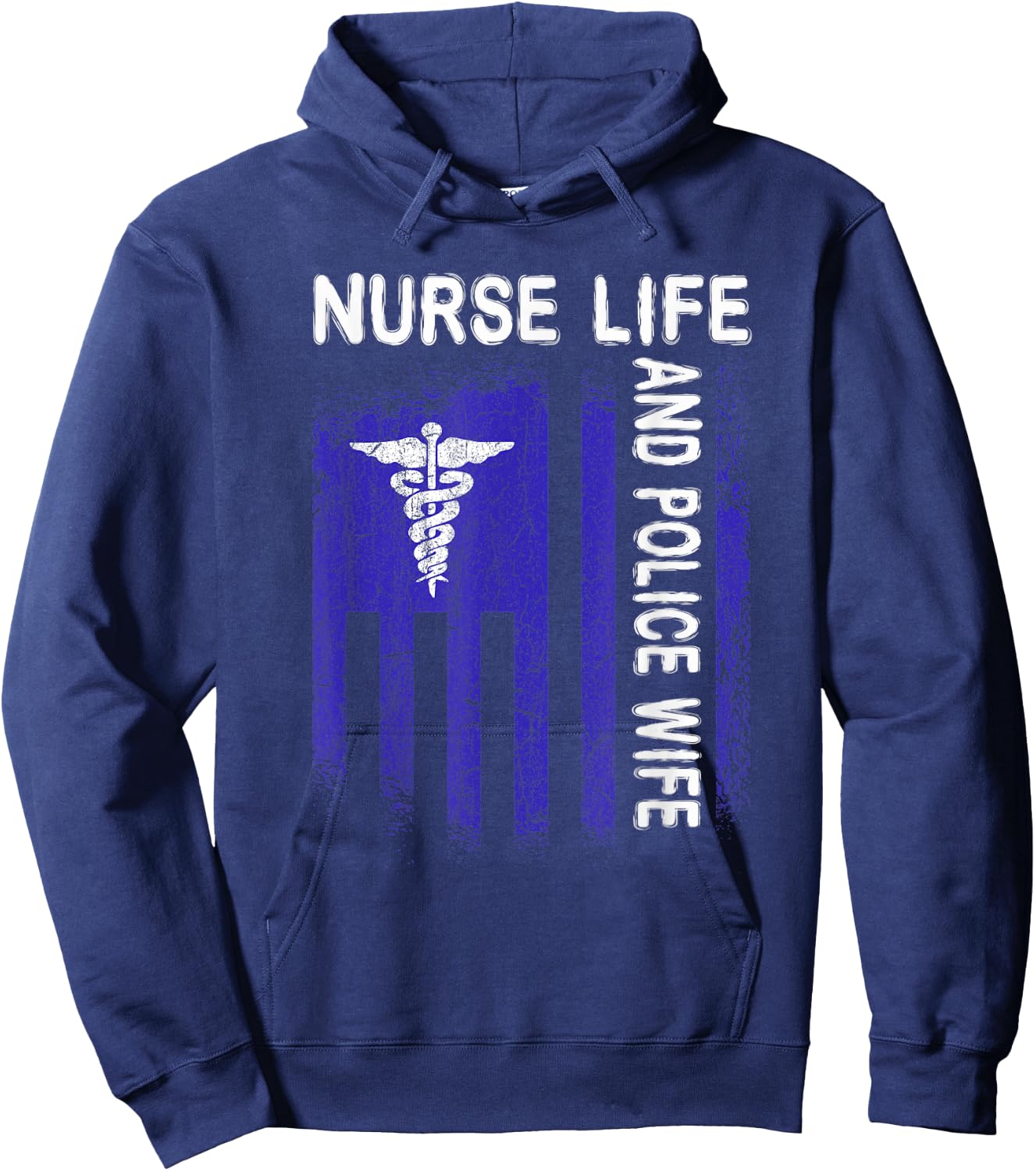 Nurse Life And Police Wife Flag American For Nurse & Police Hoodie - Hoodie | Navy