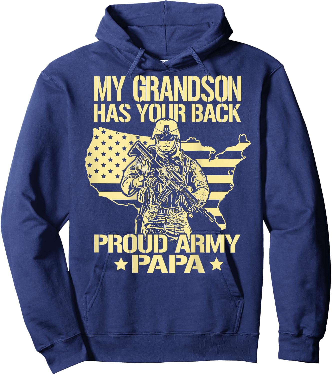My Grandson Has Your Back - Proud Army Papa Military Grandpa Hoodie - Hoodie | Navy