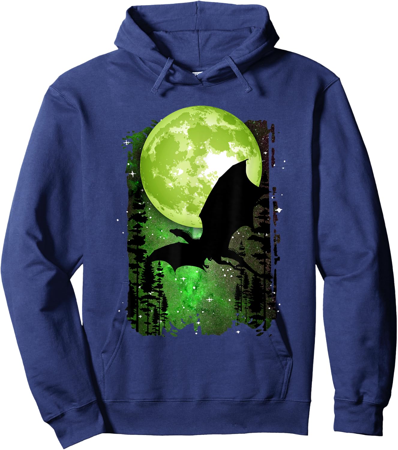 Dragon Fantasy Full Moon Galaxy Star Night Graphic Hoodie - Hoodie | Navy