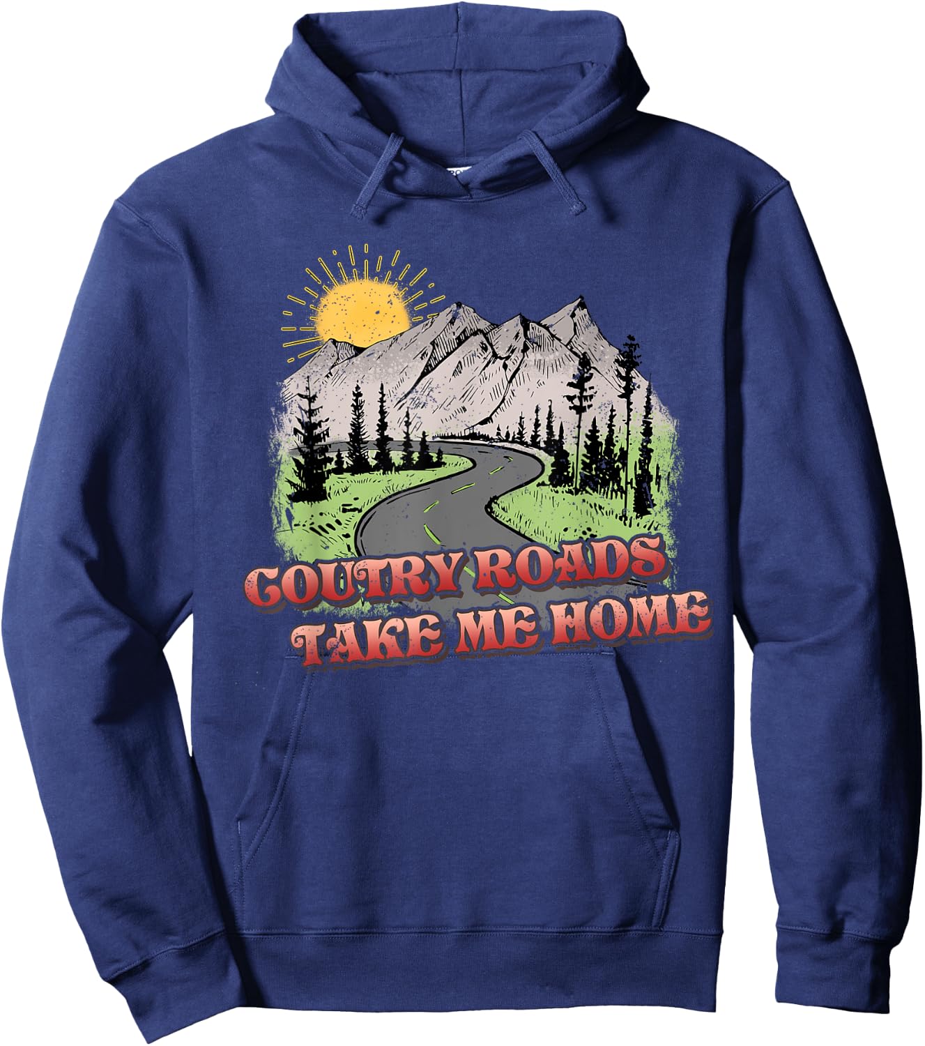Country Roads Take Me Home Hiking Mountain Hoodie - Hoodie | Navy