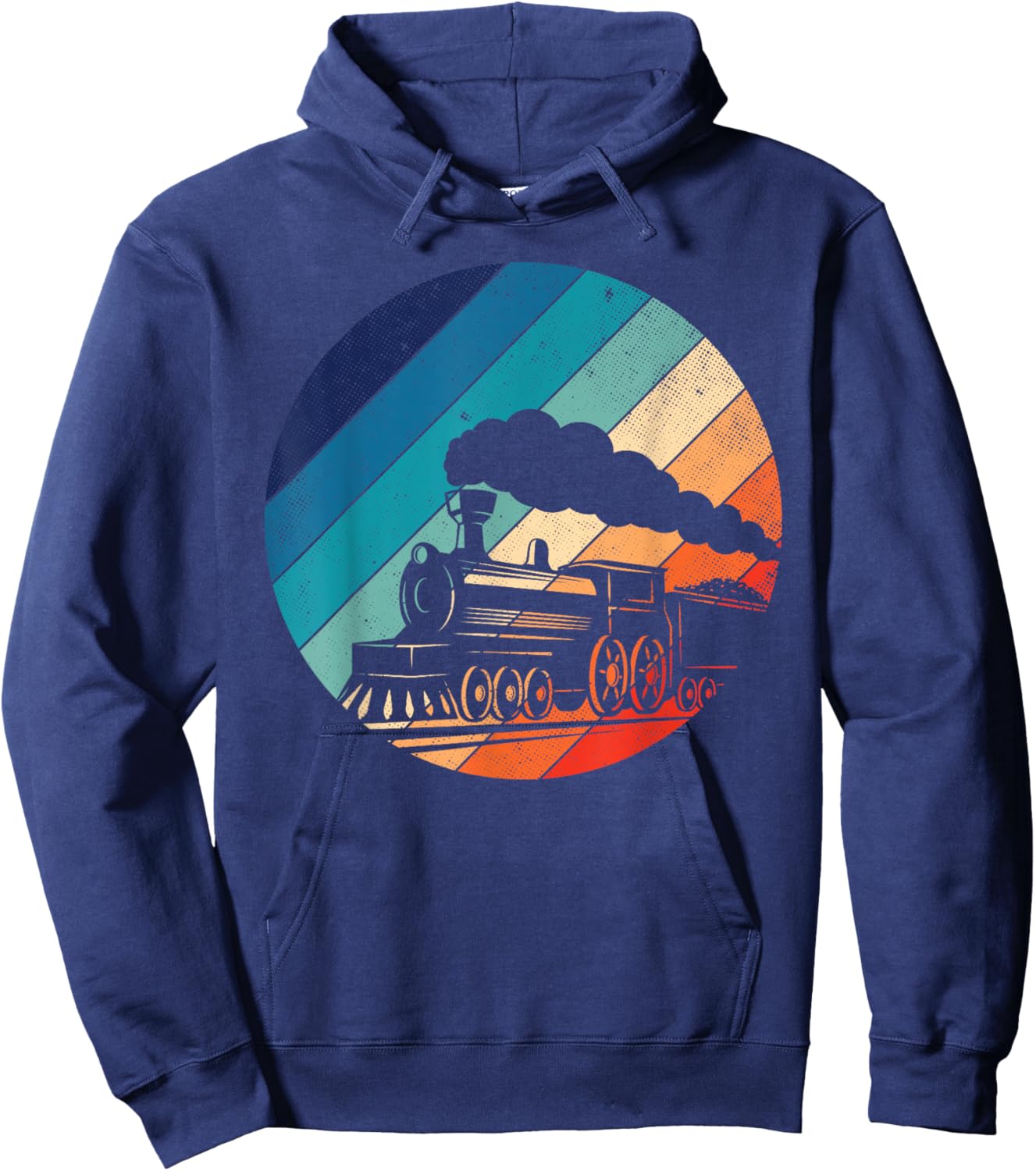 Train Railroad Vintage Retro Locomotive Old Model Hoodie - Hoodie | Navy