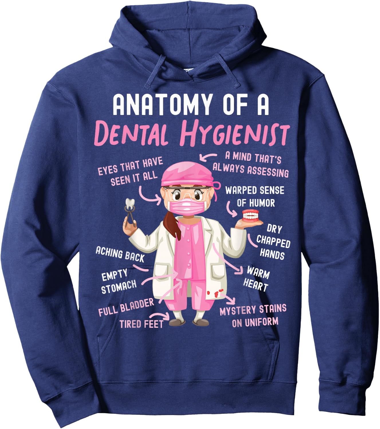 Dental Hygienist Anatomy Hoodie - Hoodie | Navy