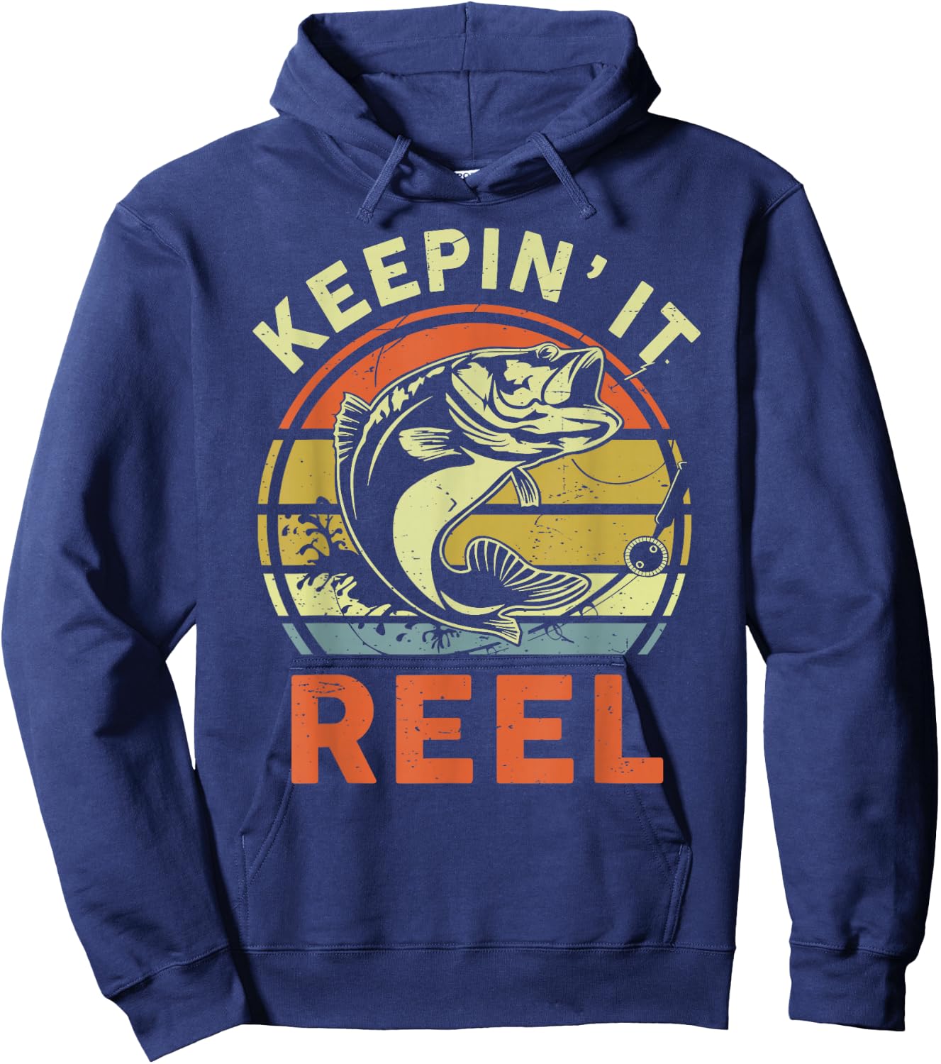 Bass Fishing-Shirt Keeping It Reel Cool Dad Gift Funny Papa Hoodie - Hoodie | Navy