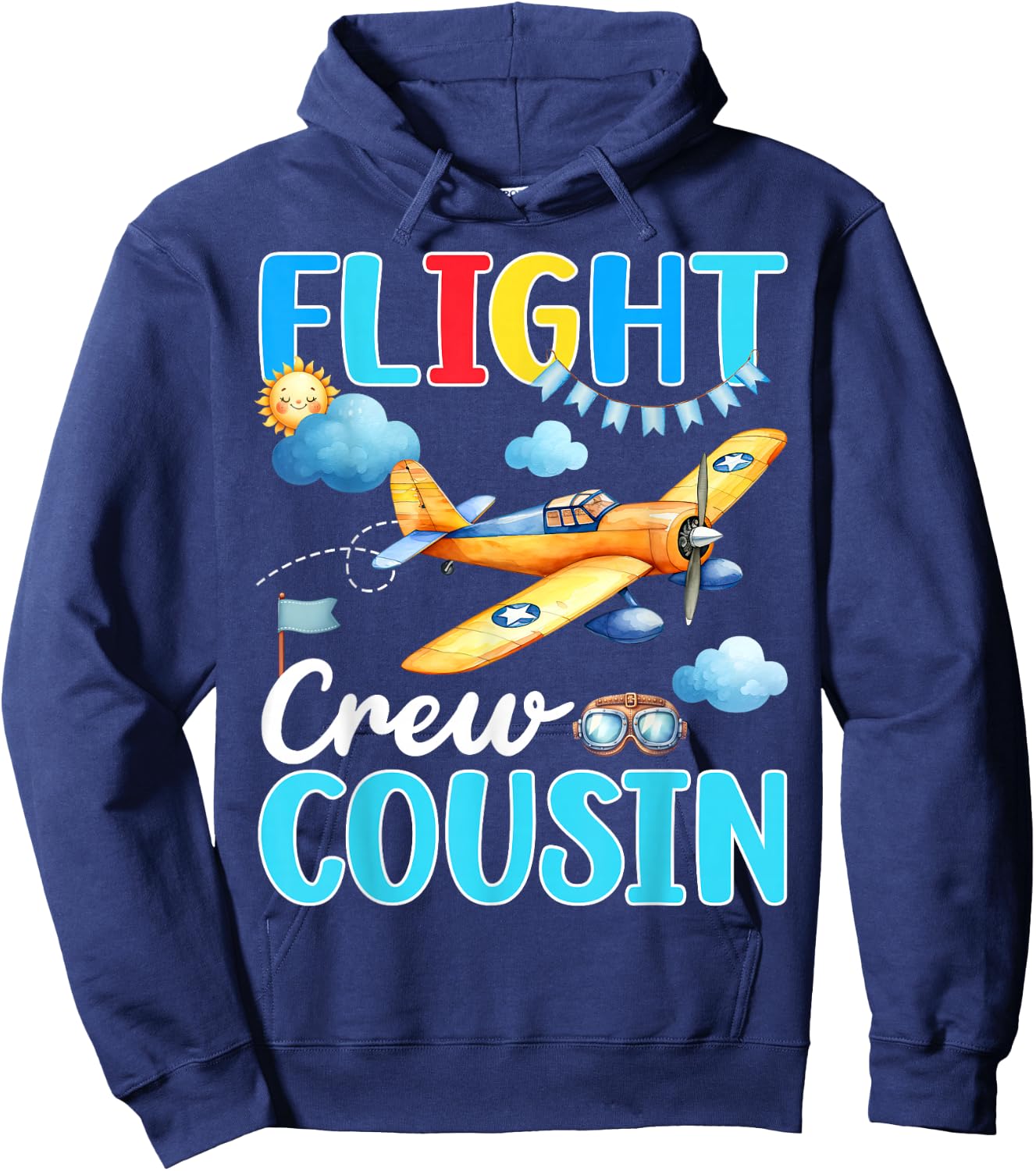 Flight Crew Cousin Birthday Squad Airplane Matching Family Hoodie - Hoodie | Navy