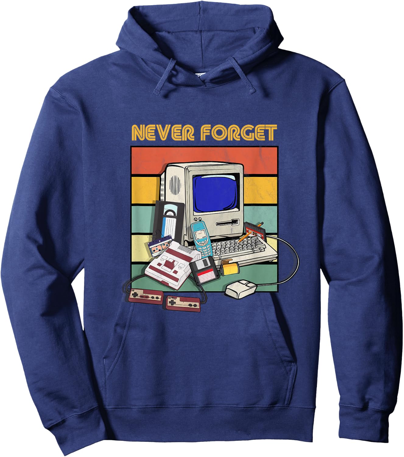 Never Forget Retro 1980s 90s Cassette Tape Music Lovers Hoodie - Hoodie | Navy