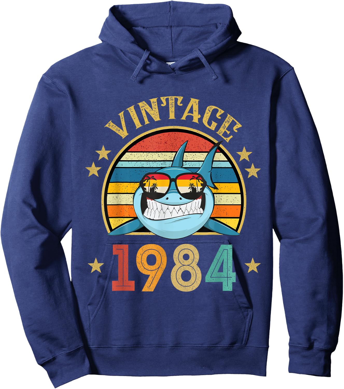 Vintage Shark Gift 41 Years Old Retro Vintage 1984 Hoodie - Hoodie | Navy
